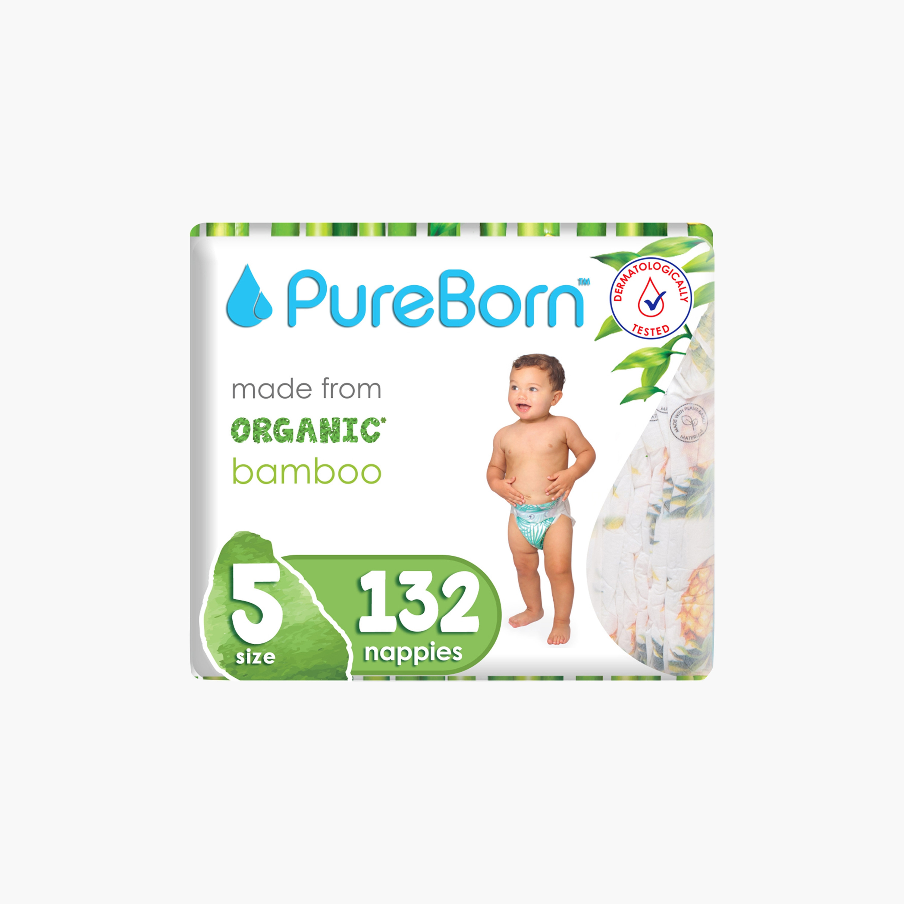 Pure Born Organic Bamboo Size 5, 132-Diapers Pack - 11-18 kg-baby-diapering-diapers-image-1