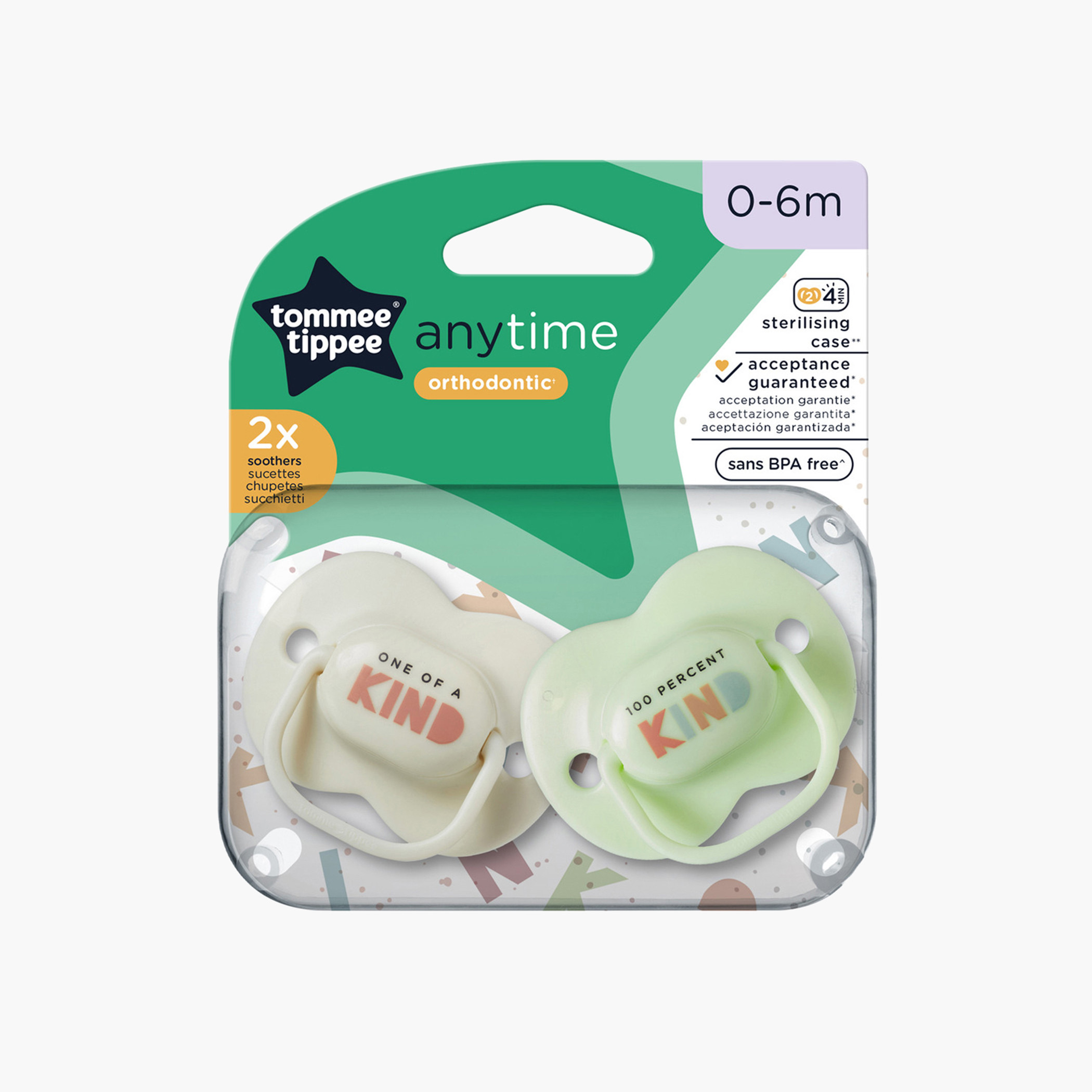 Tommee Tippee 2-Piece Assorted Anytime Orthodontic Soother Set - 0-6 months-baby-feeding-pacifiers-image-1