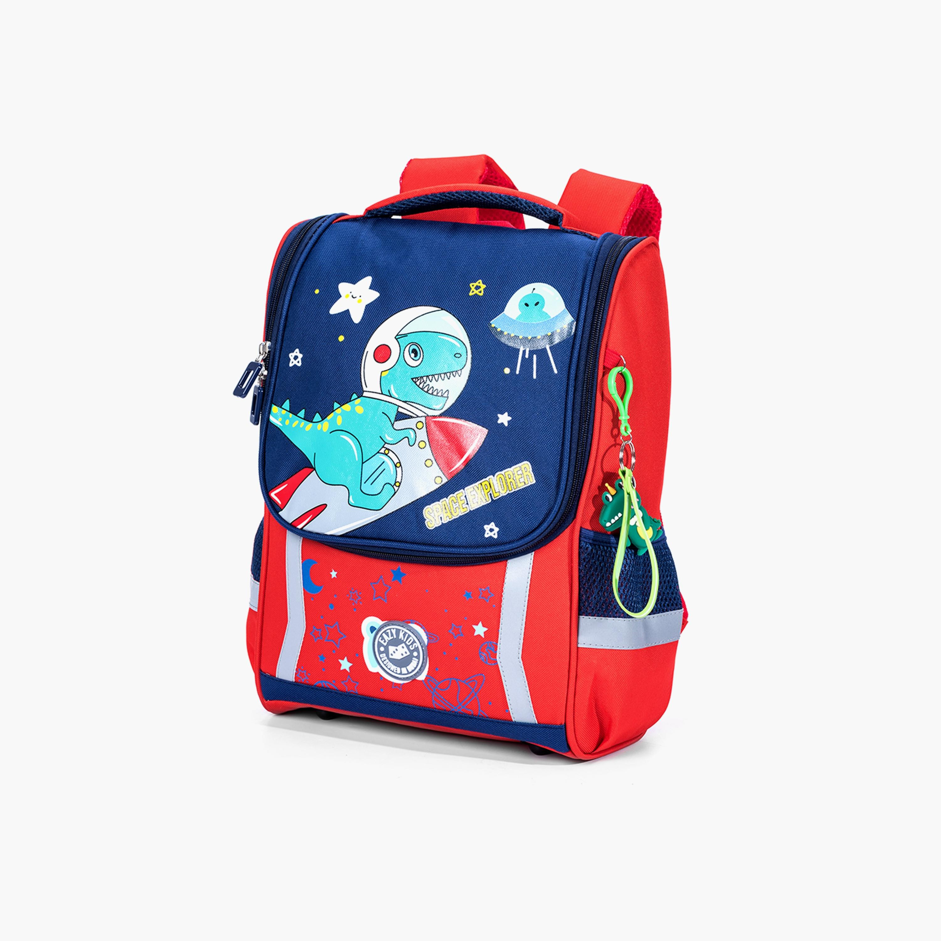 Eazy Kids School Bag Dino In Space - Red-school-bagsandbackpacks-backpacks-image-2