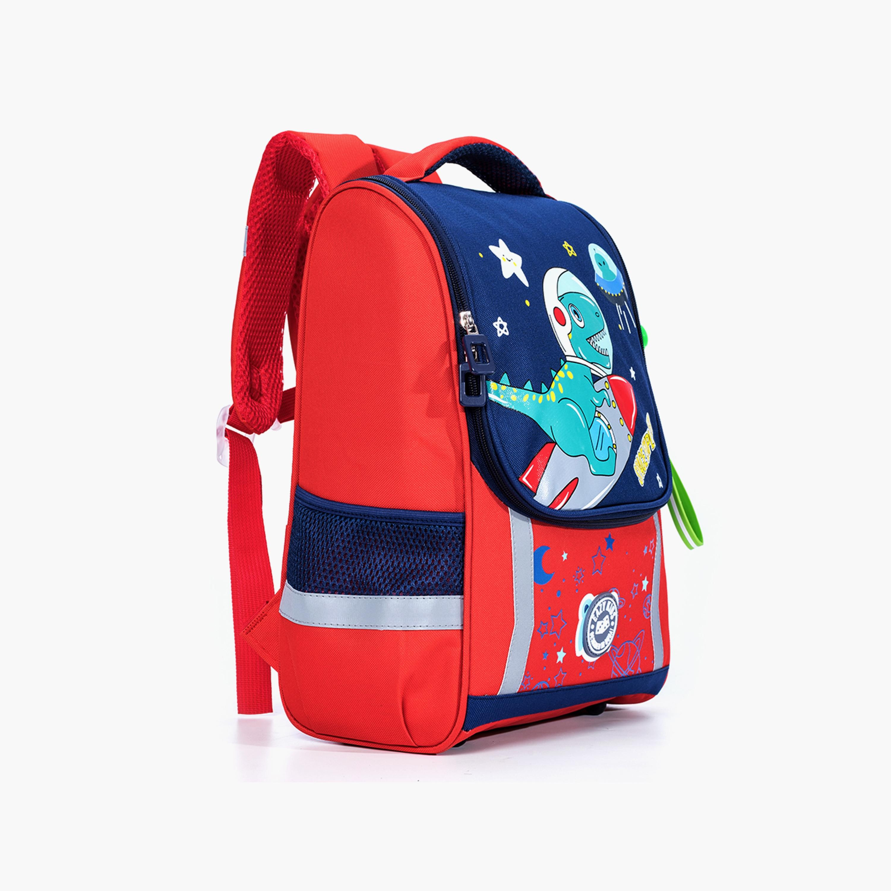 Eazy Kids School Bag Dino In Space - Red-school-bagsandbackpacks-backpacks-image-4
