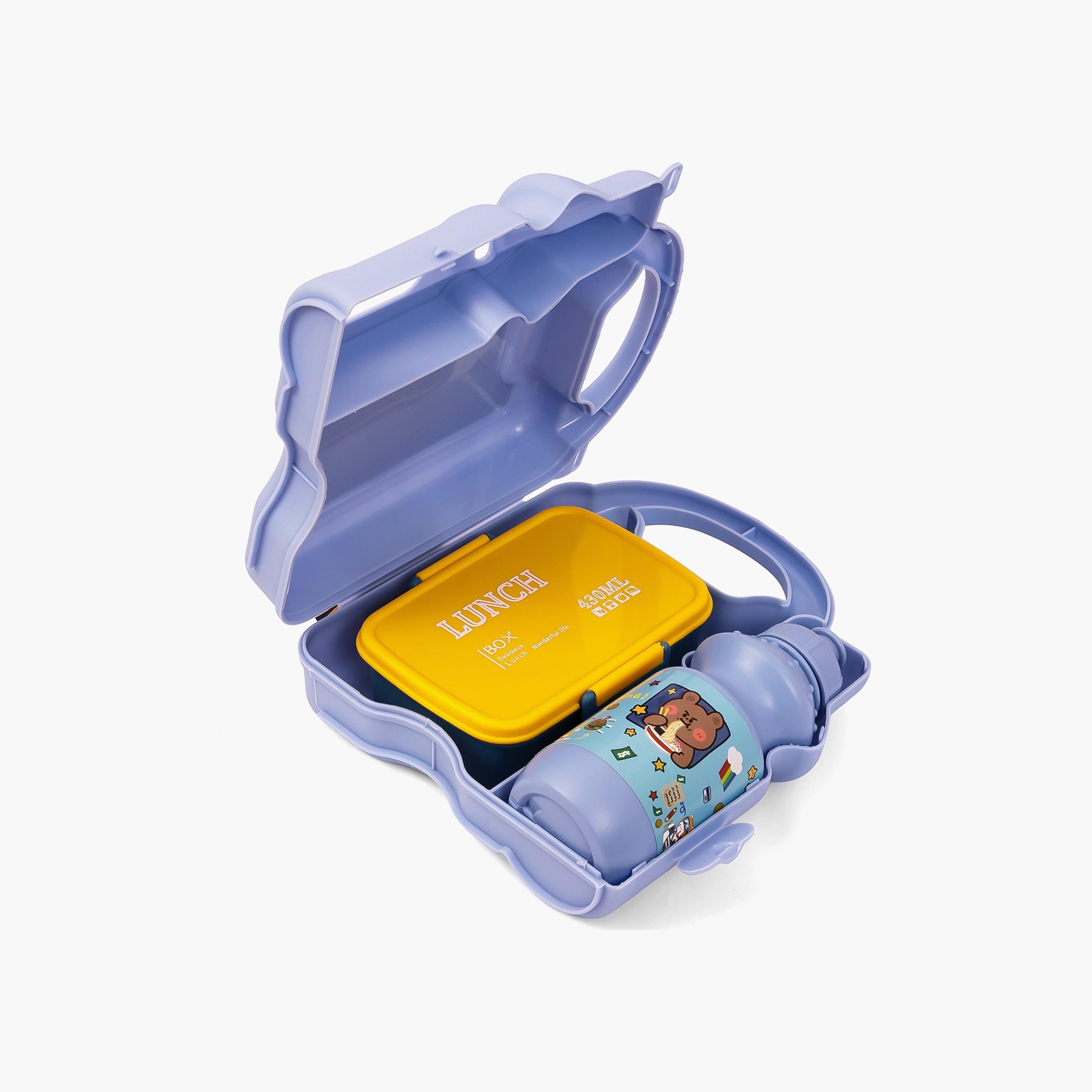 Eazy Kids Lunch Box Wt Bottle - Blue-school-lunchessentials-lunchboxes-image-3