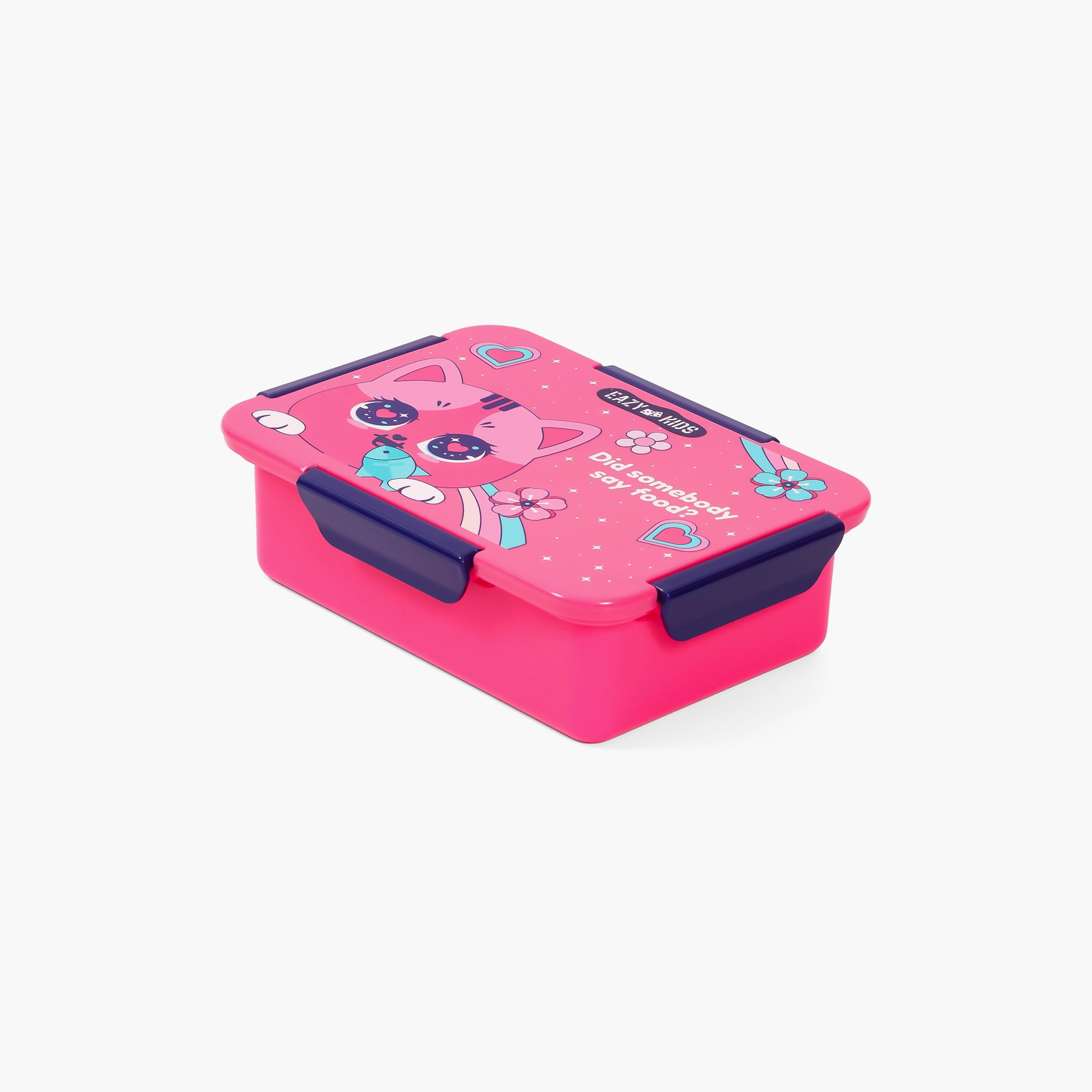 علبة غداء 850 مل من إيزي كيدز - قطة - وردي-school-lunchessentials-lunchboxes-image-5