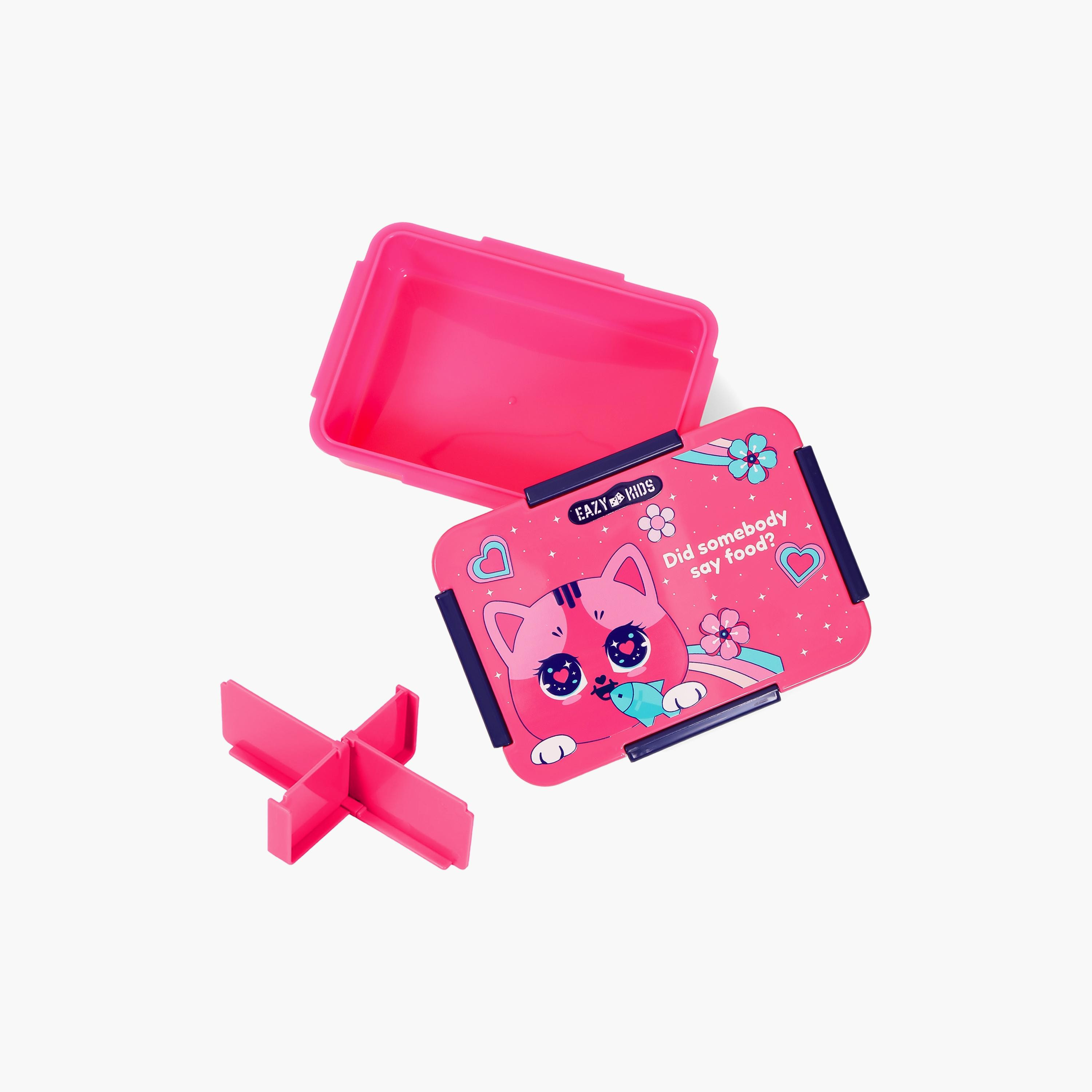 علبة غداء 850 مل من إيزي كيدز - قطة - وردي-school-lunchessentials-lunchboxes-image-4