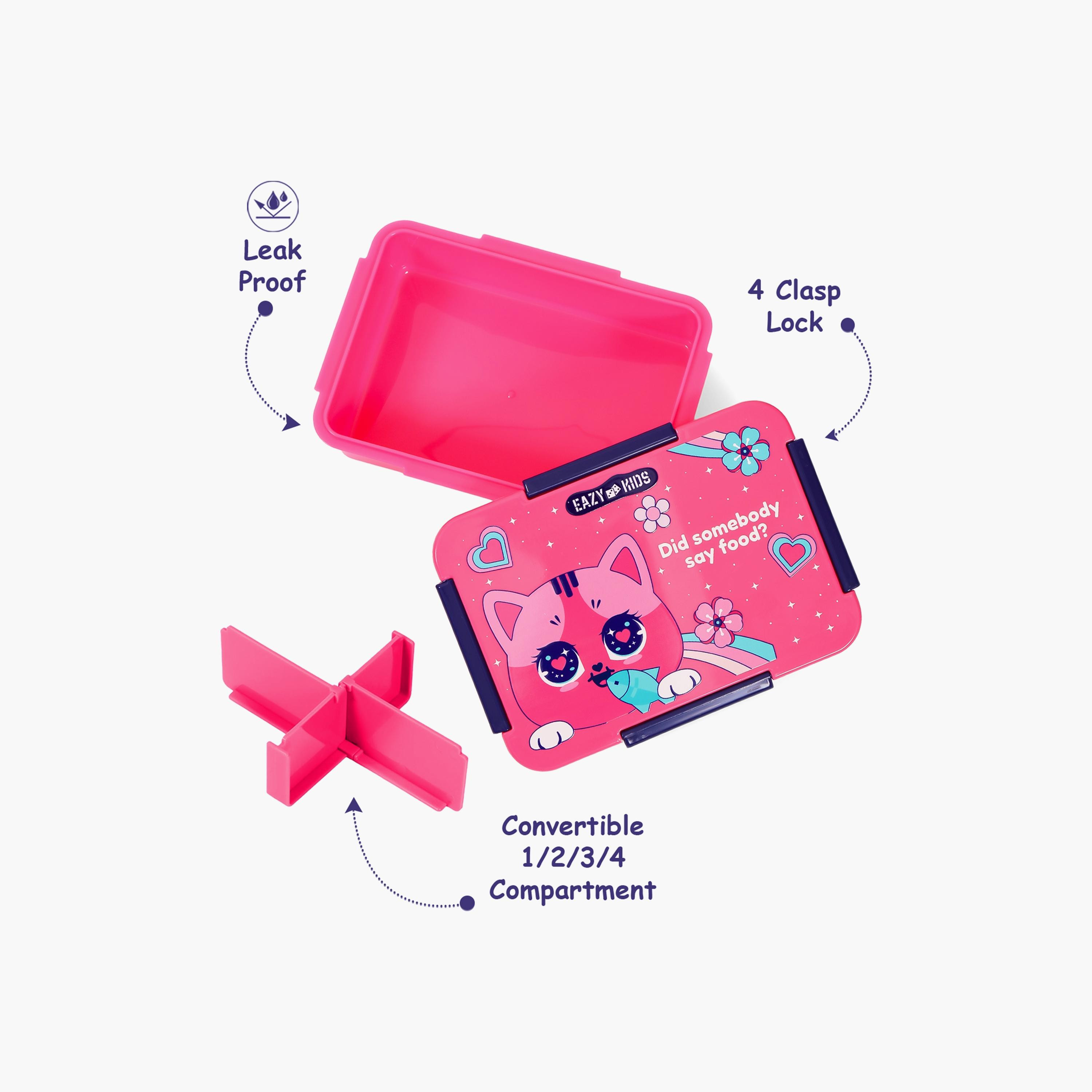 علبة غداء 850 مل من إيزي كيدز - قطة - وردي-school-lunchessentials-lunchboxes-image-2