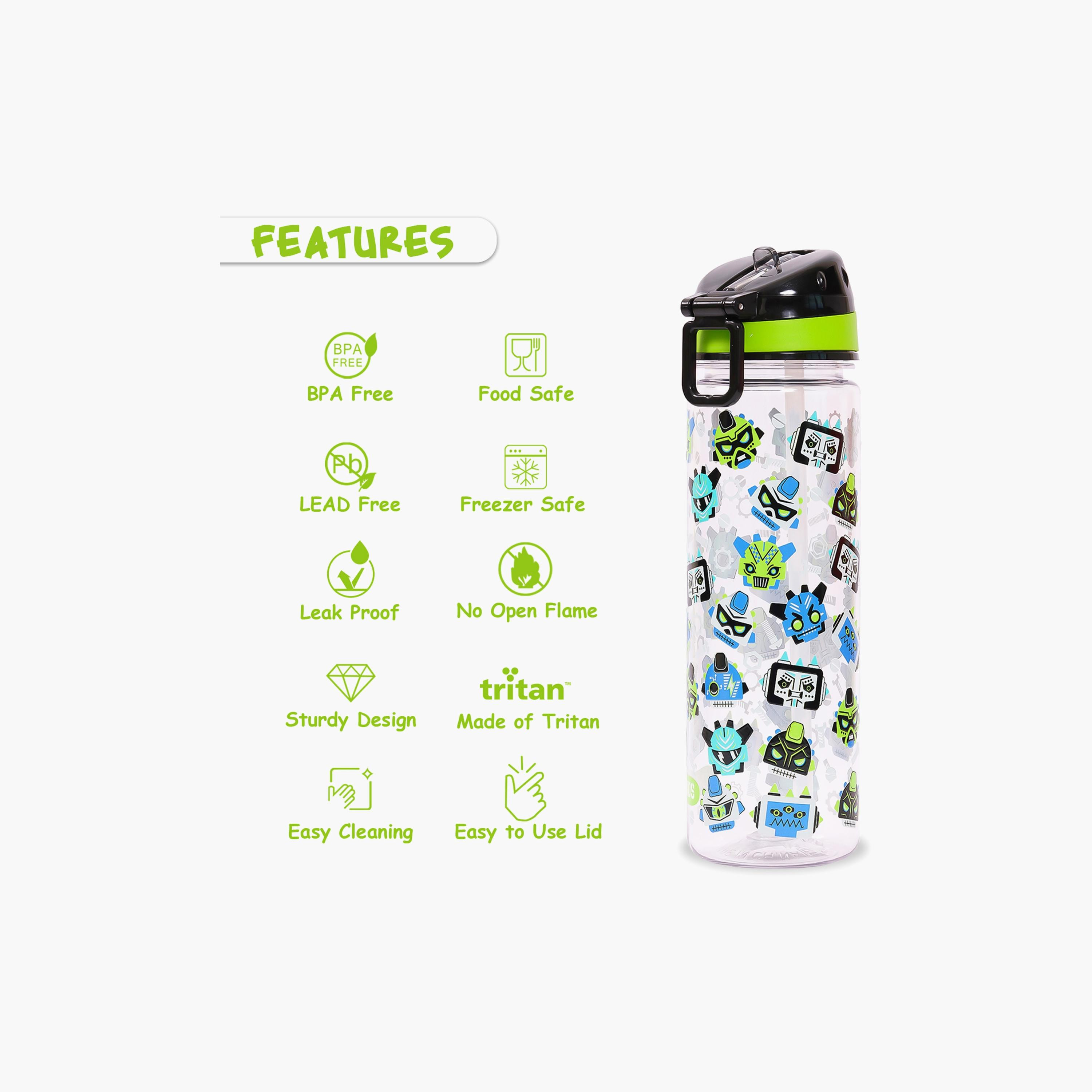 Eazy Kids Tritan Water Bottle W/ Carry Handle, Gen Z - Black, 650 ML-school-waterbottles-image-2