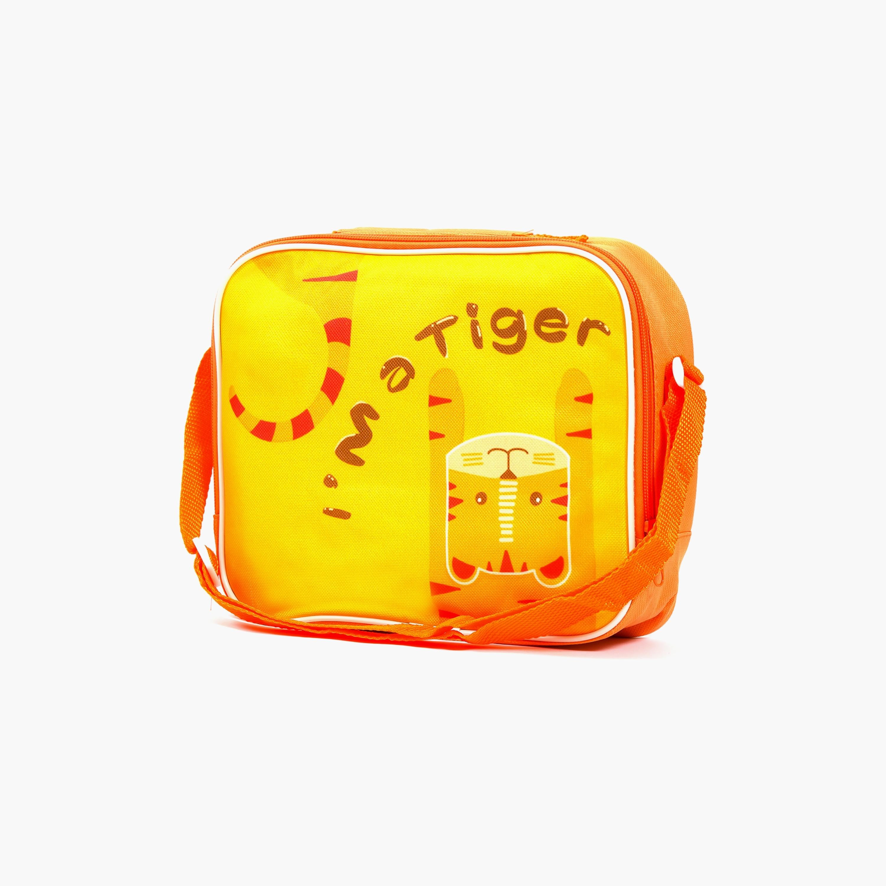 Eazy Kids Lunch Box And Water Bottle With Bag - Tiger Yellow-school-lunchessentials-sets-image-2