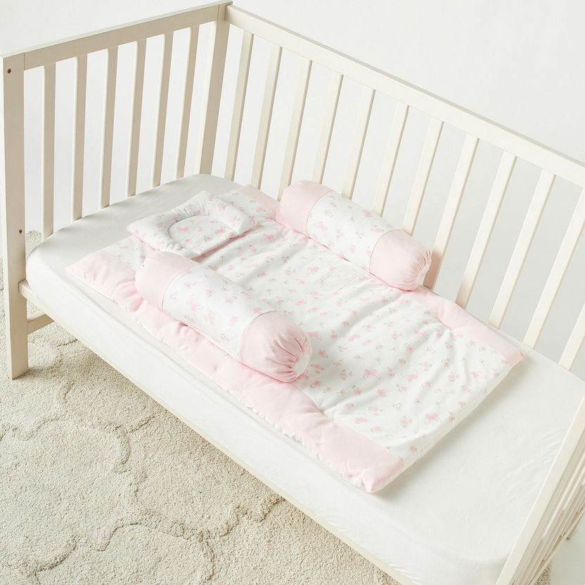 Juniors 4-Piece Floral Print Bolster Set-Baby Bedding-image-1