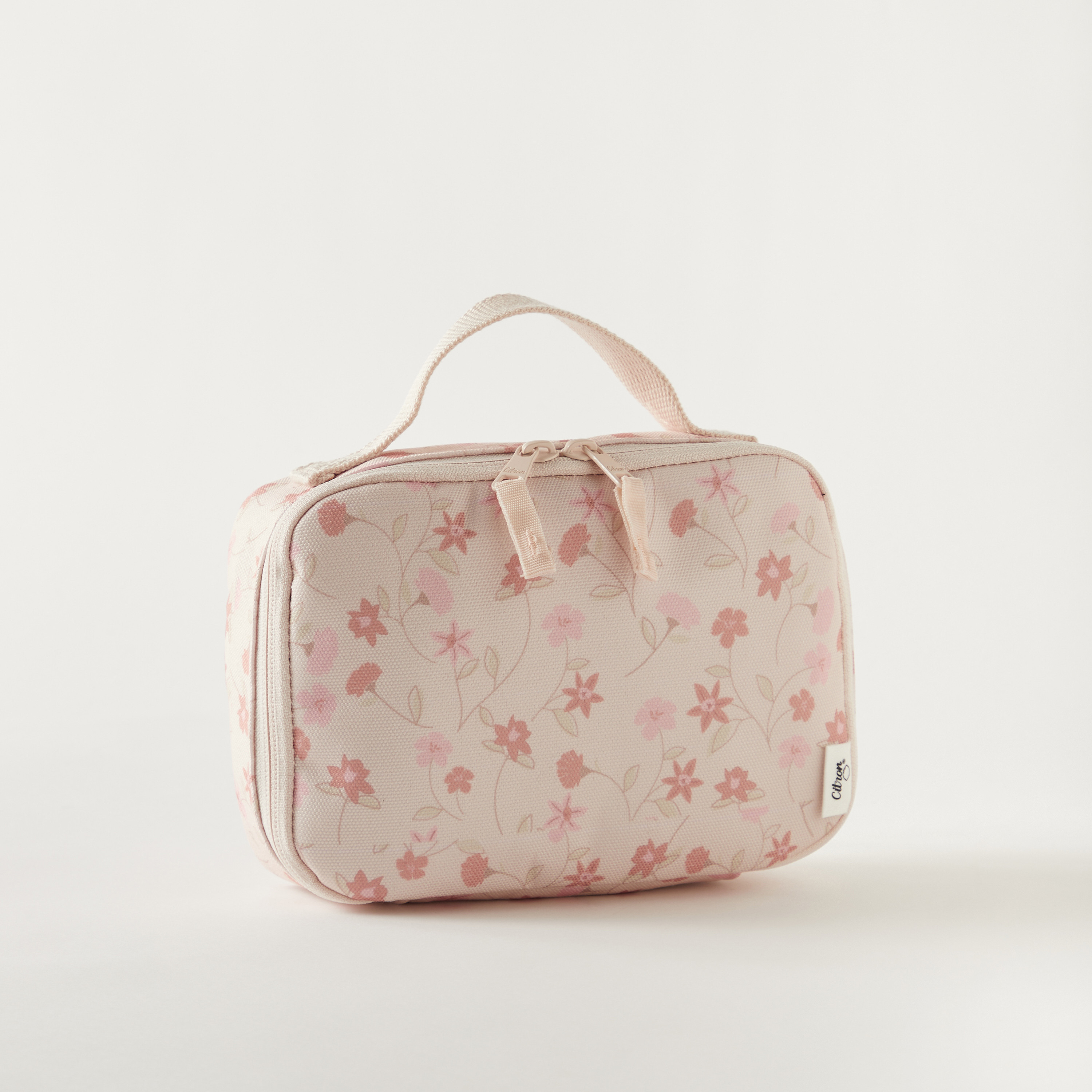 Citron Floral Print Insulated Lunch Bag with Handle and Zip Closure-school-lunchessentials-lunchbags-image-2