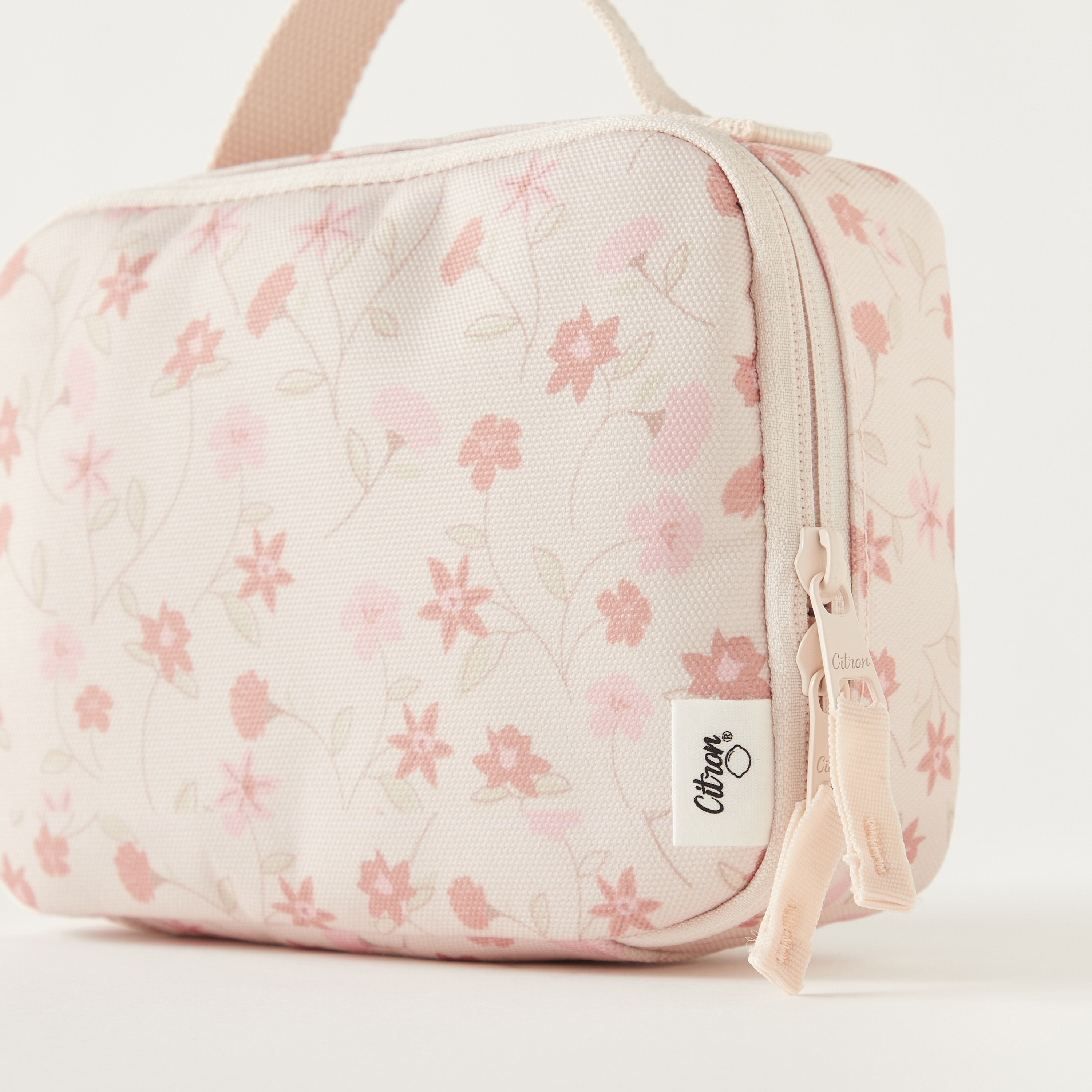 Citron Floral Print Insulated Lunch Bag with Handle and Zip Closure-school-lunchessentials-lunchbags-image-3