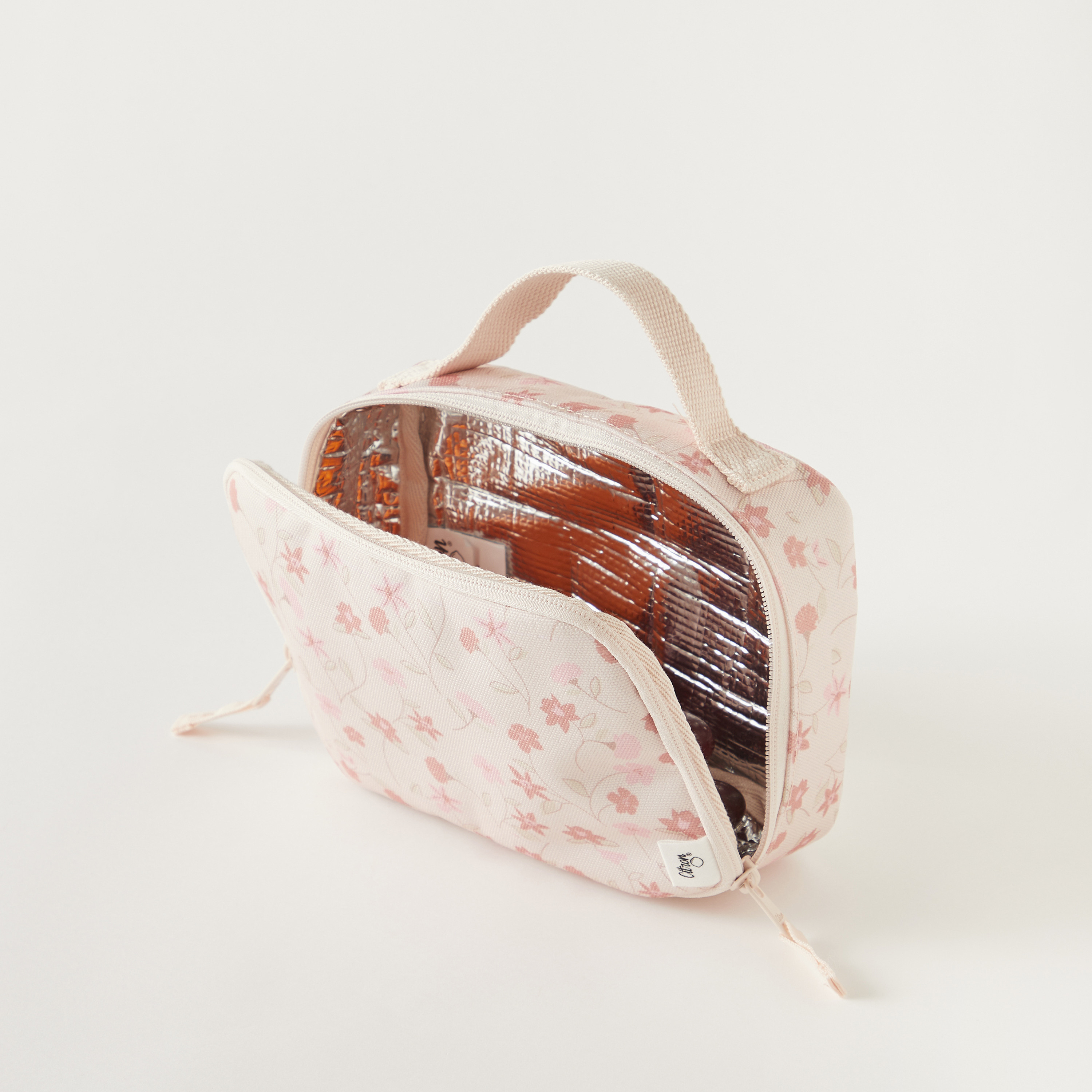 Citron Floral Print Insulated Lunch Bag with Handle and Zip Closure-school-lunchessentials-lunchbags-image-4