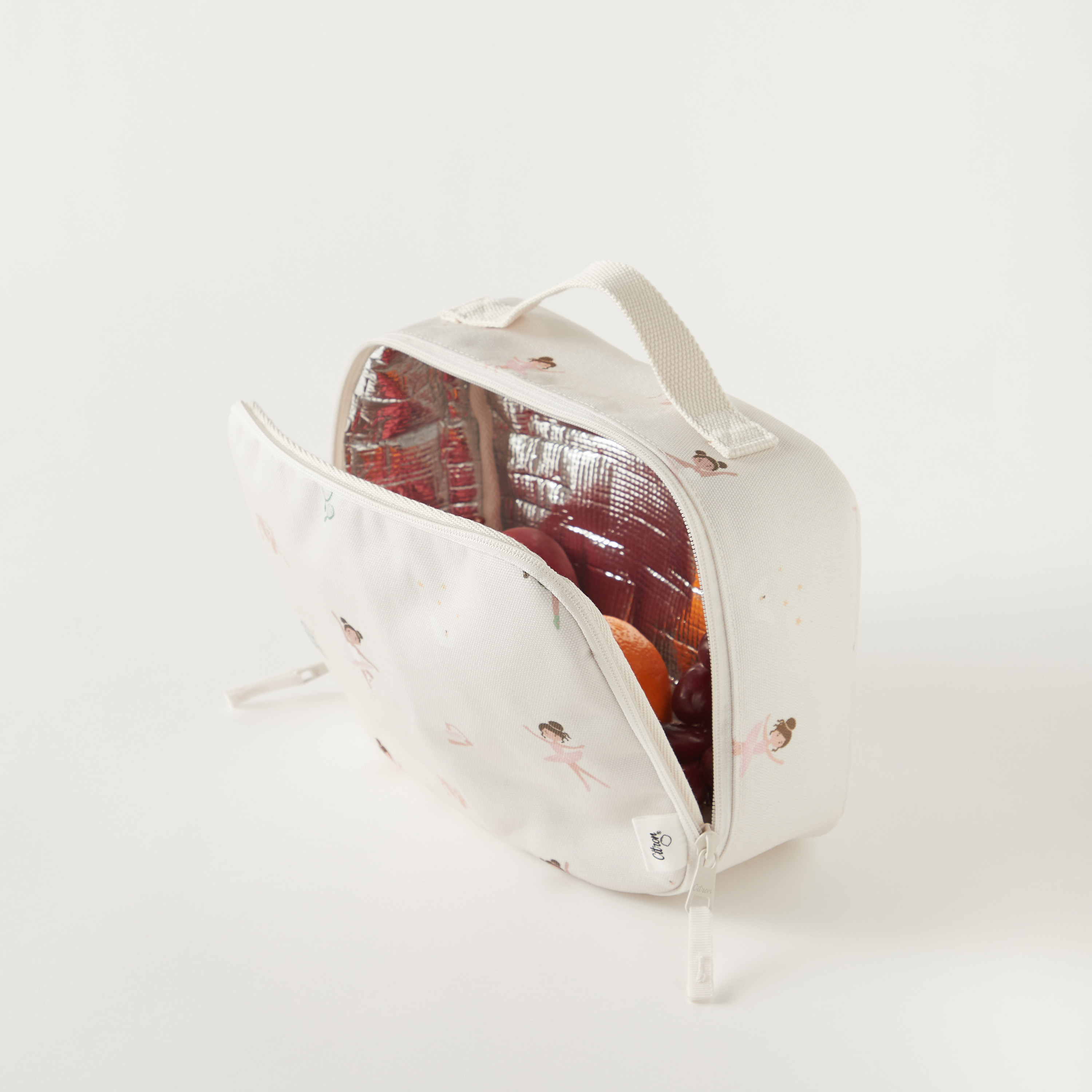 Citron Ballerina Print Insulated Lunch Bag with Handle and Zip Closure-school-lunchessentials-lunchbags-image-4