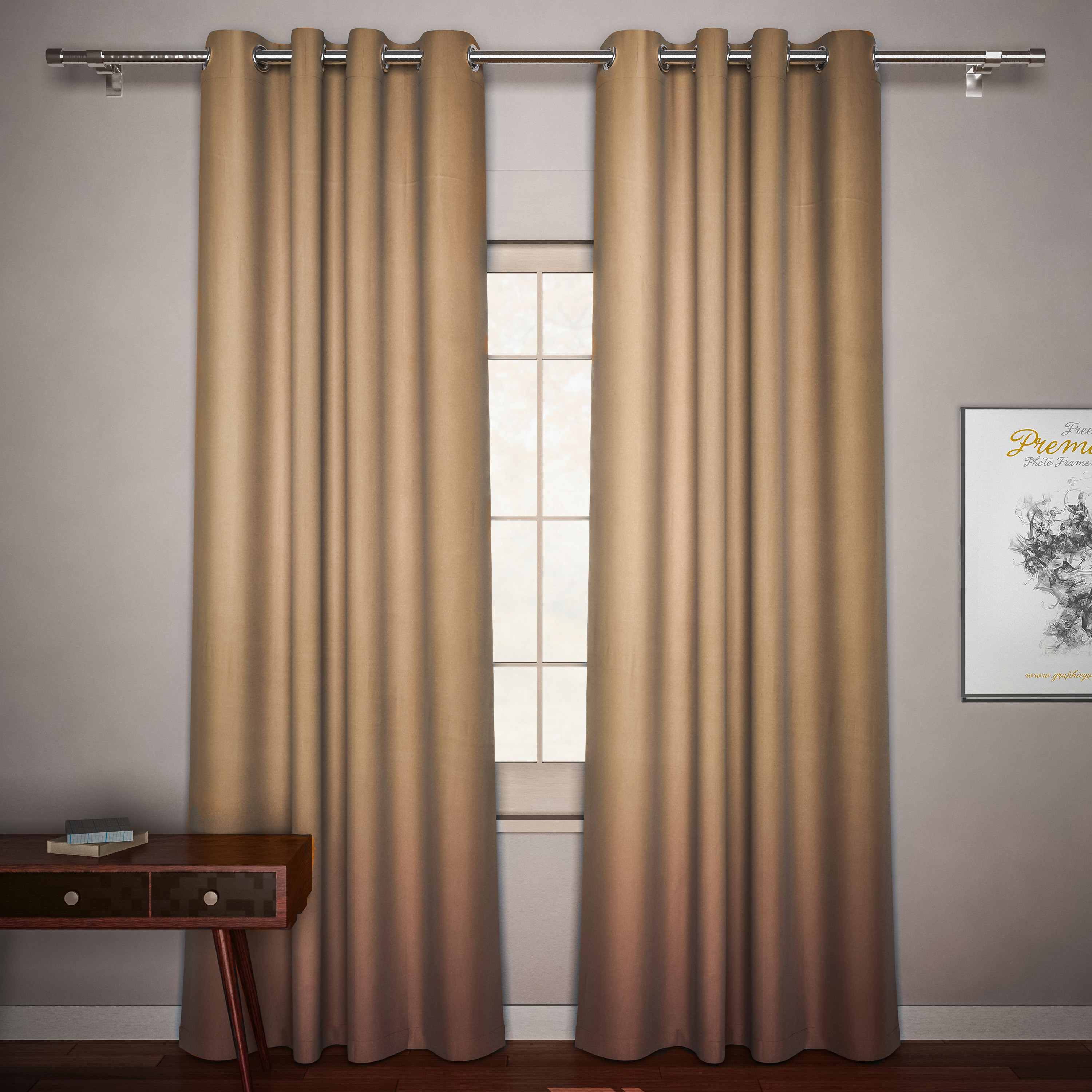 ستارة سادة شبه معتّمة بحلقات - 240x132 سم-household-bathandlaundry-shower-showercurtainrods-image-1