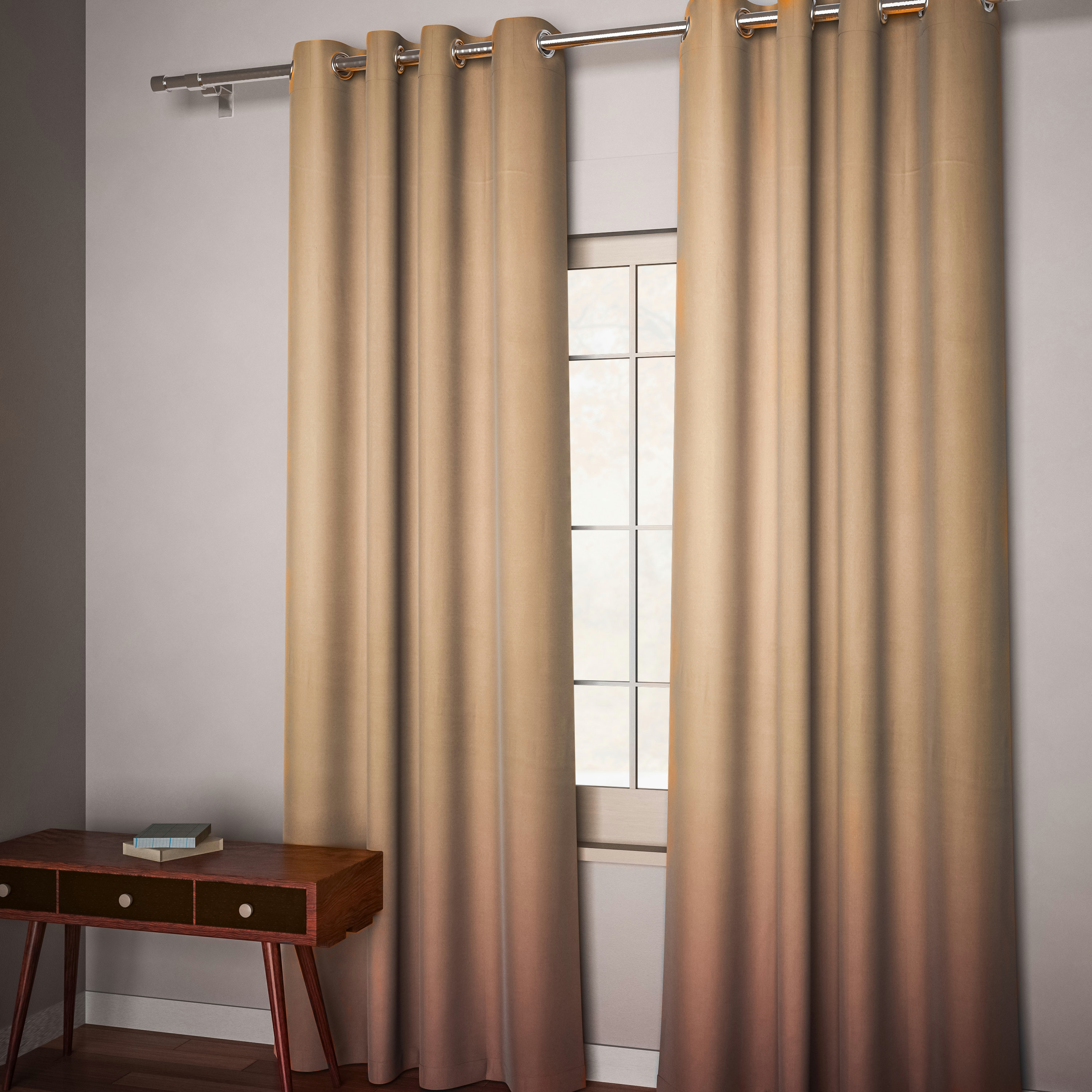 Solid Semi Blackout Curtain with Eyelet - 240x132 cms-household-bathandlaundry-shower-showercurtainrods-image-2
