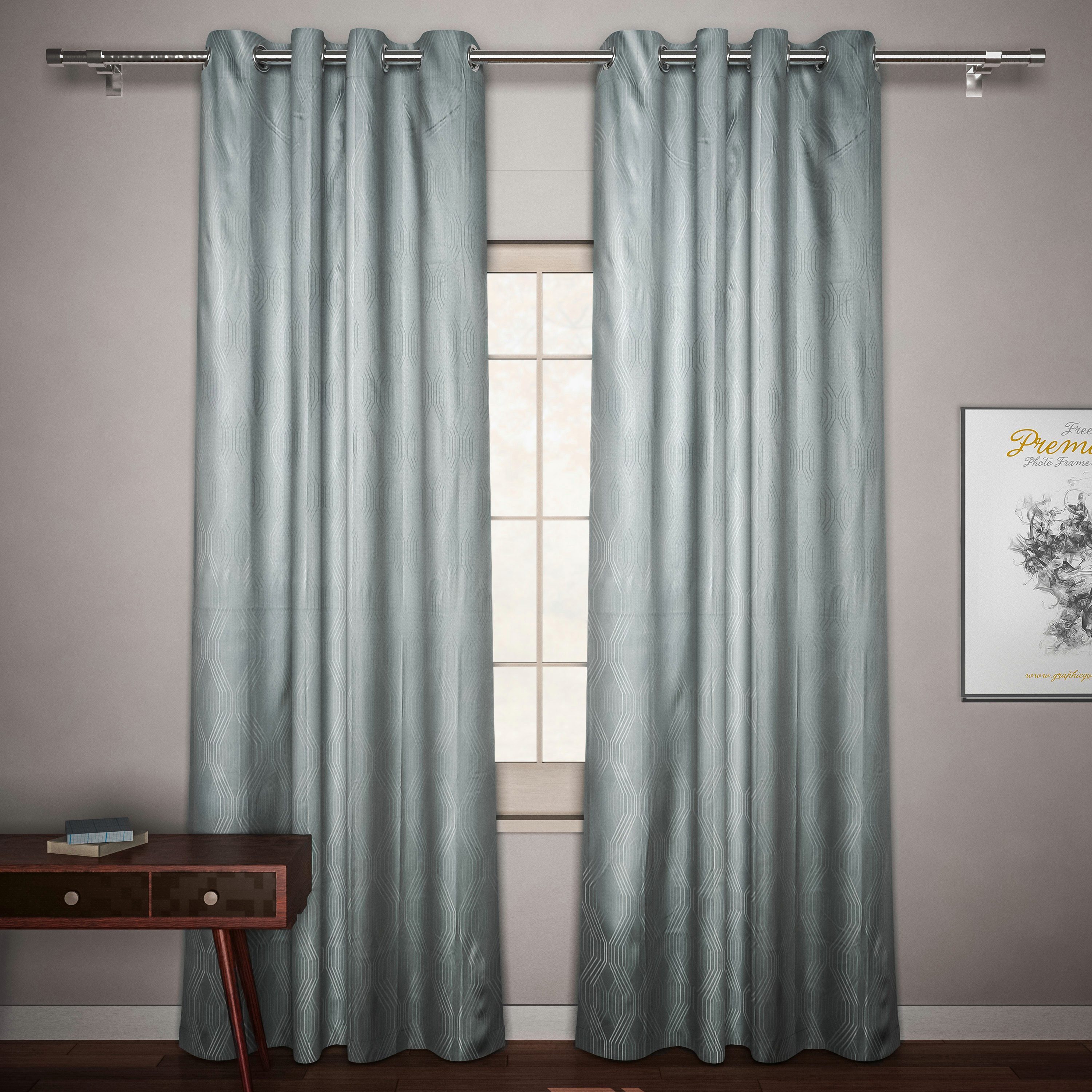 Textured Semi Blackout Curtain - 240x140 cms-household-windows-curtains-image-1