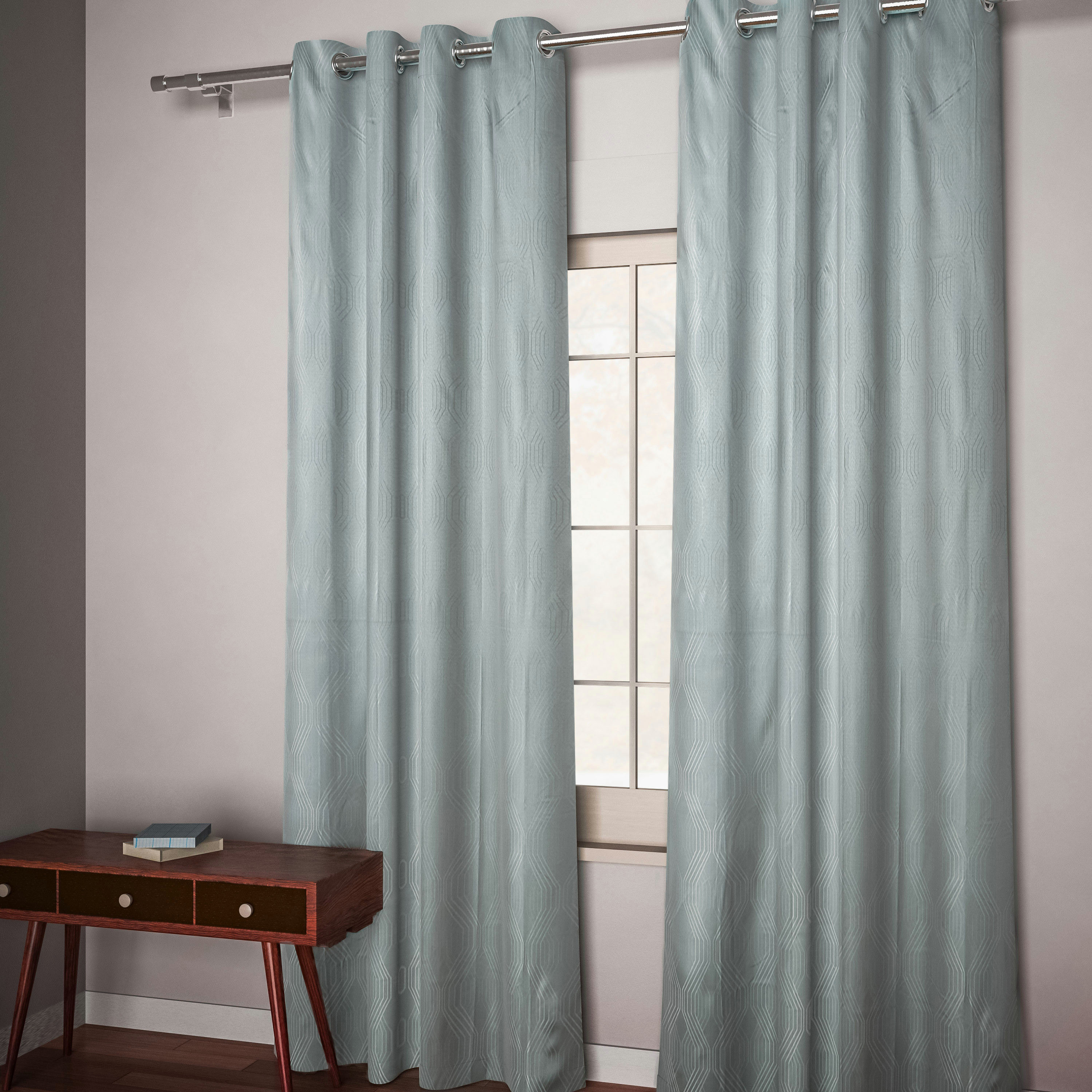 Textured Semi Blackout Curtain - 240x140 cms-household-windows-curtains-image-2