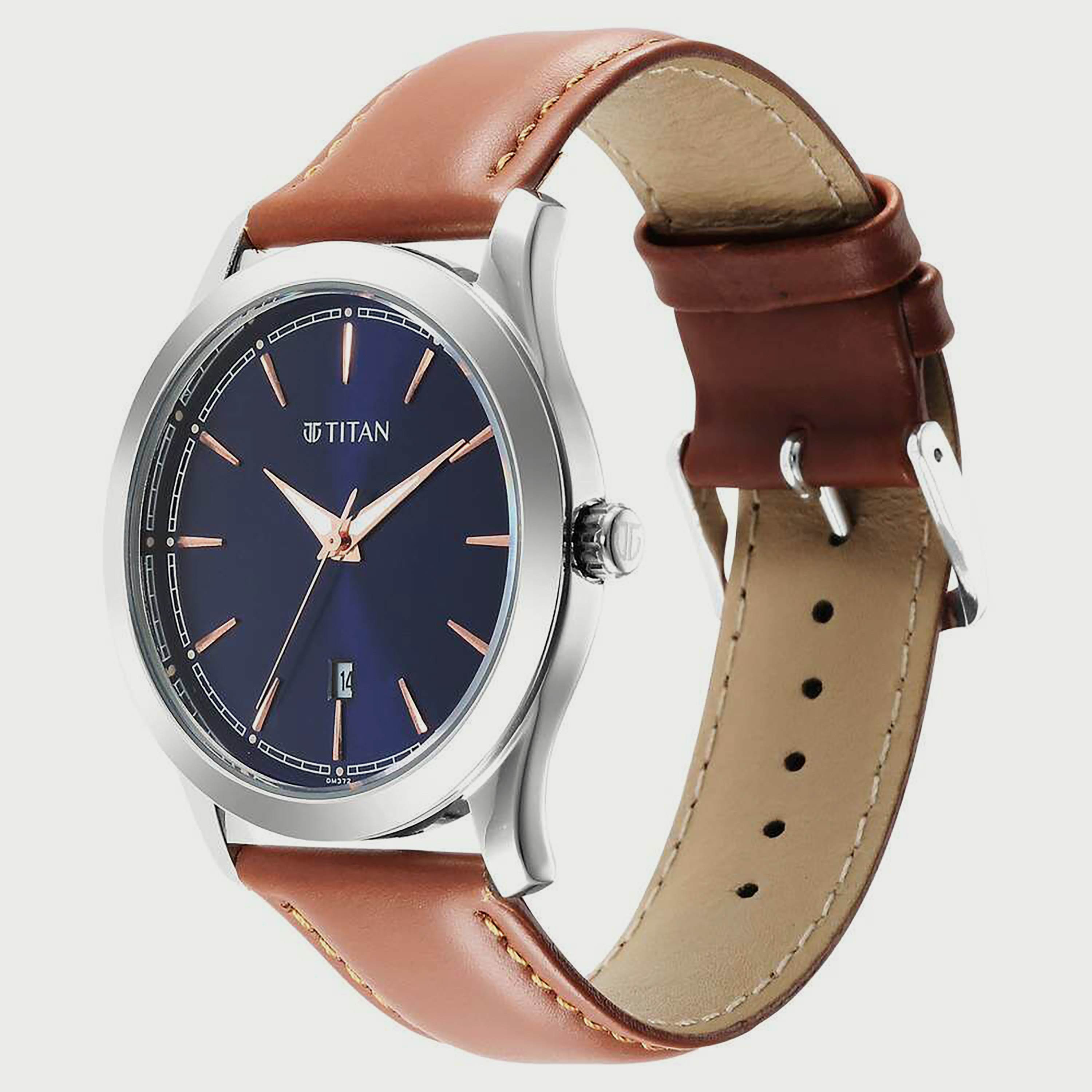 Buy Men s Titan Tan Analog Leather Strap Watch 1823SL07 Online Centrepoint UAE