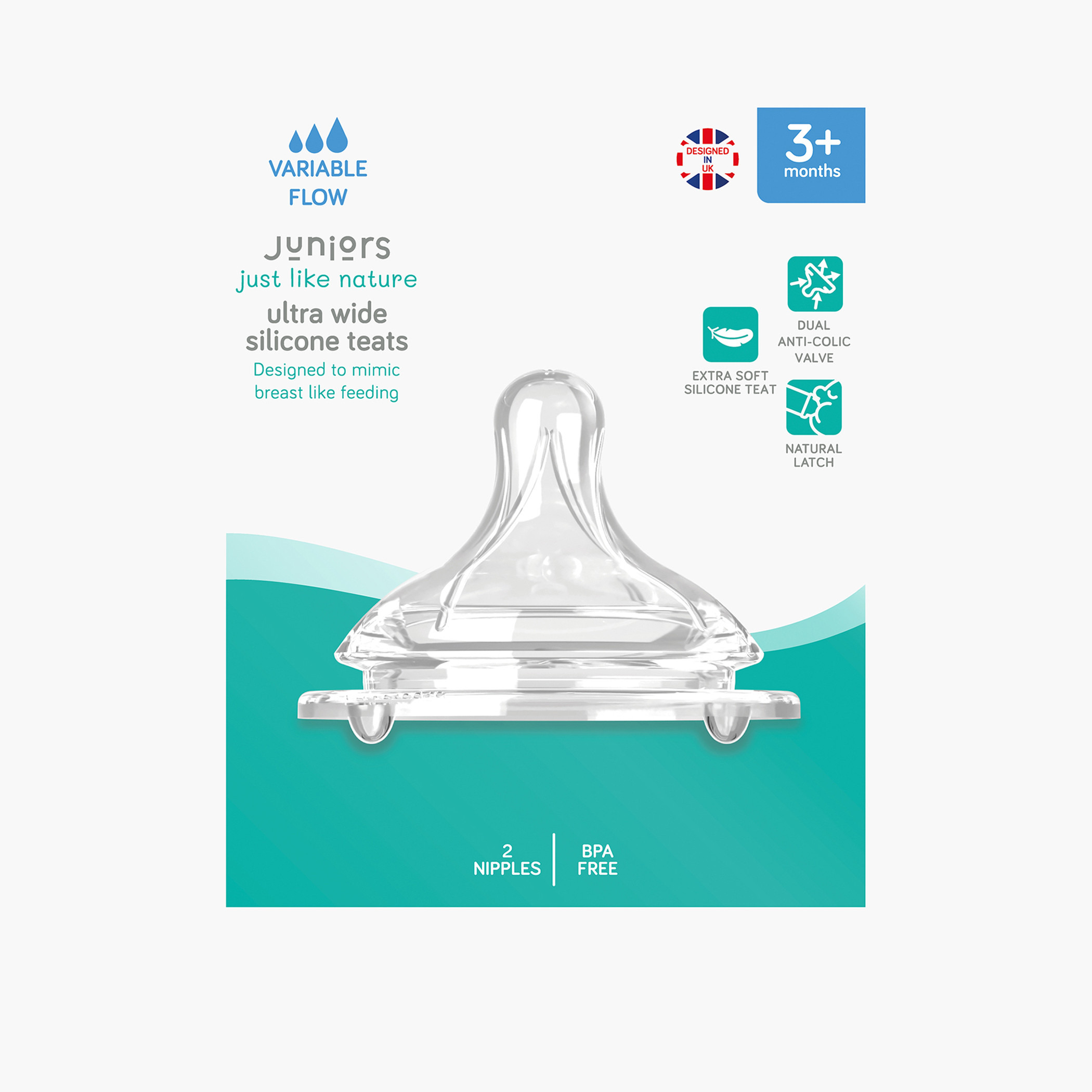 حلمات مثل الطبيعة تماماً مع صمامات مزدوجة مضادة للمغص والتقام طبيعي - تدفق متنوع-baby-feeding-feedingbottles-bottlesandteats-image-1