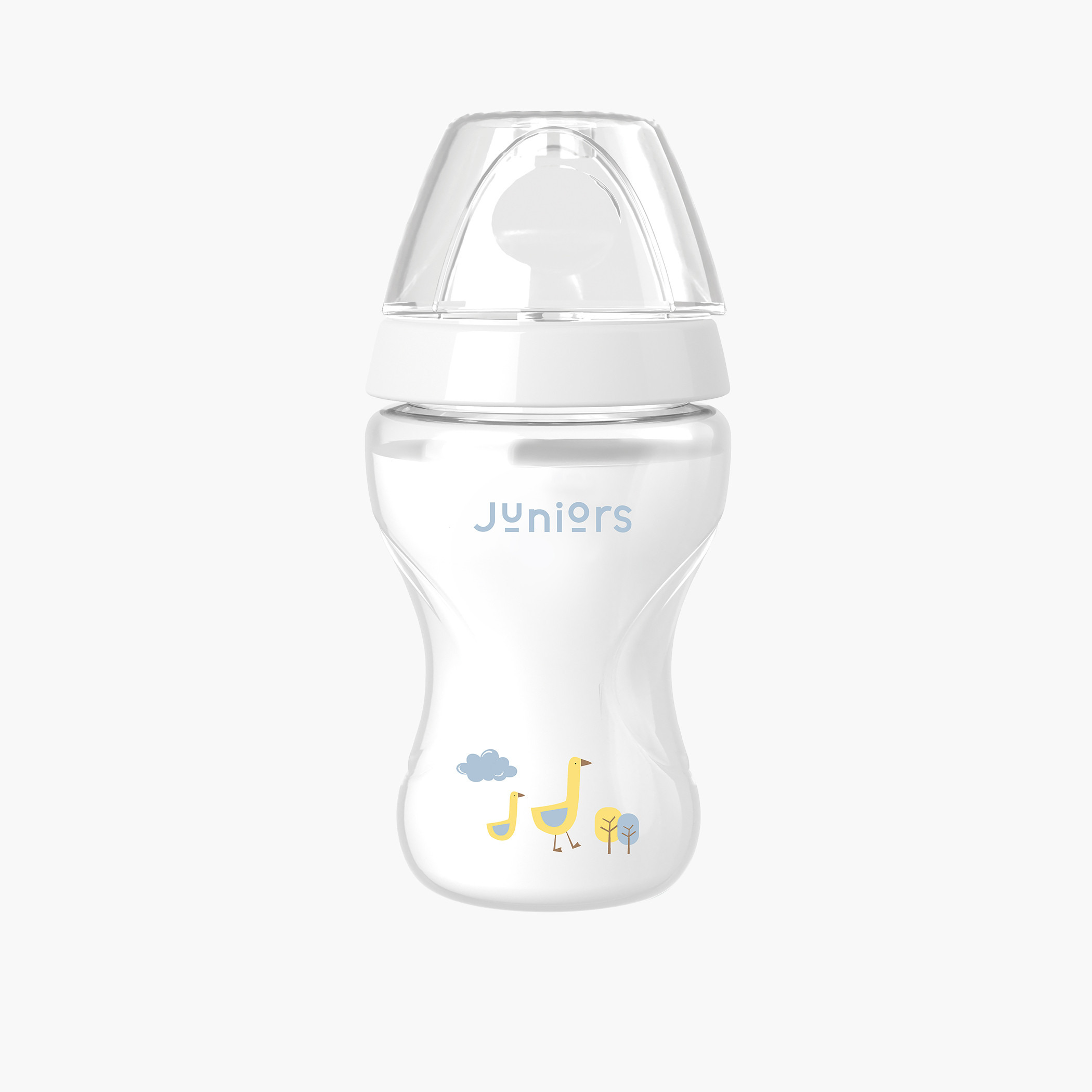 Juniors Just Like Nature Ergonomic 260 ml Feeding Bottle with Anti-Colic Teat - White-baby-feeding-feedingbottles-bottlesandteats-image-1