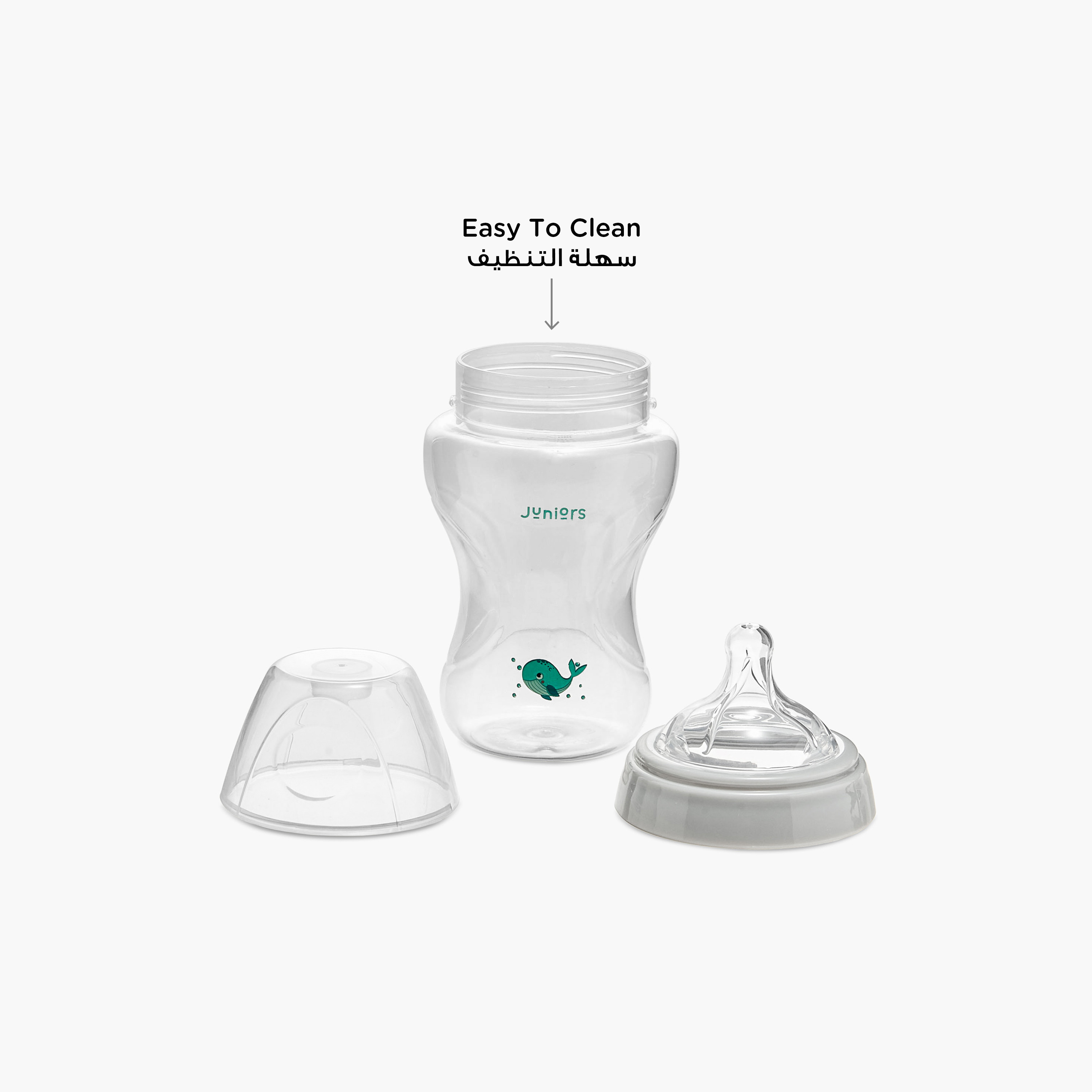 Juniors Just Like Nature Ergonomic 260 ml Feeding Bottle with Anti-Colic Teat - Grey-baby-feeding-feedingbottles-bottlesandteats-image-5