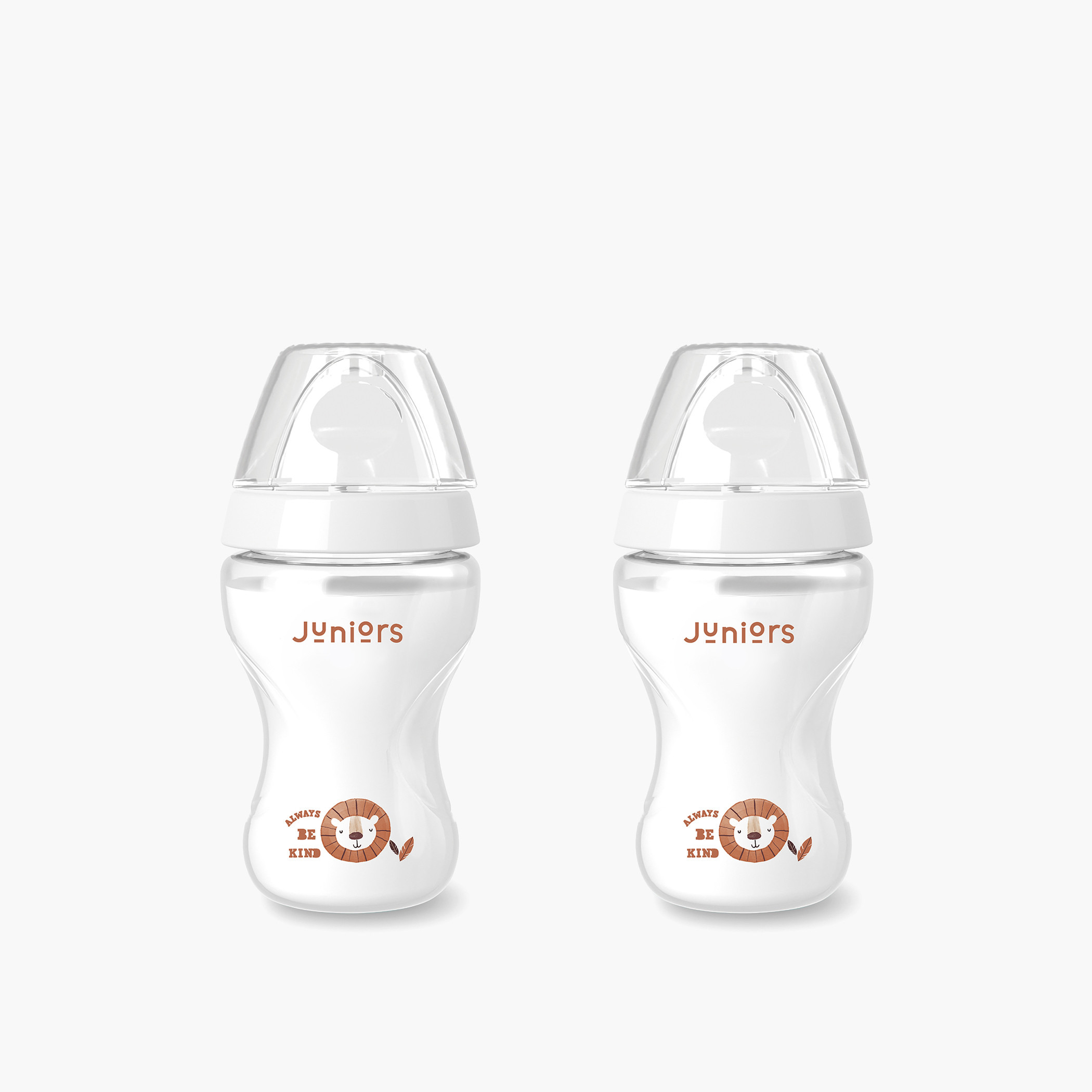 Juniors Just Like Nature Ergonomic 260 ml 2-Piece Feeding Bottle Set with Anti-Colic Teat - White-baby-feeding-feedingbottles-bottlesandteats-image-1