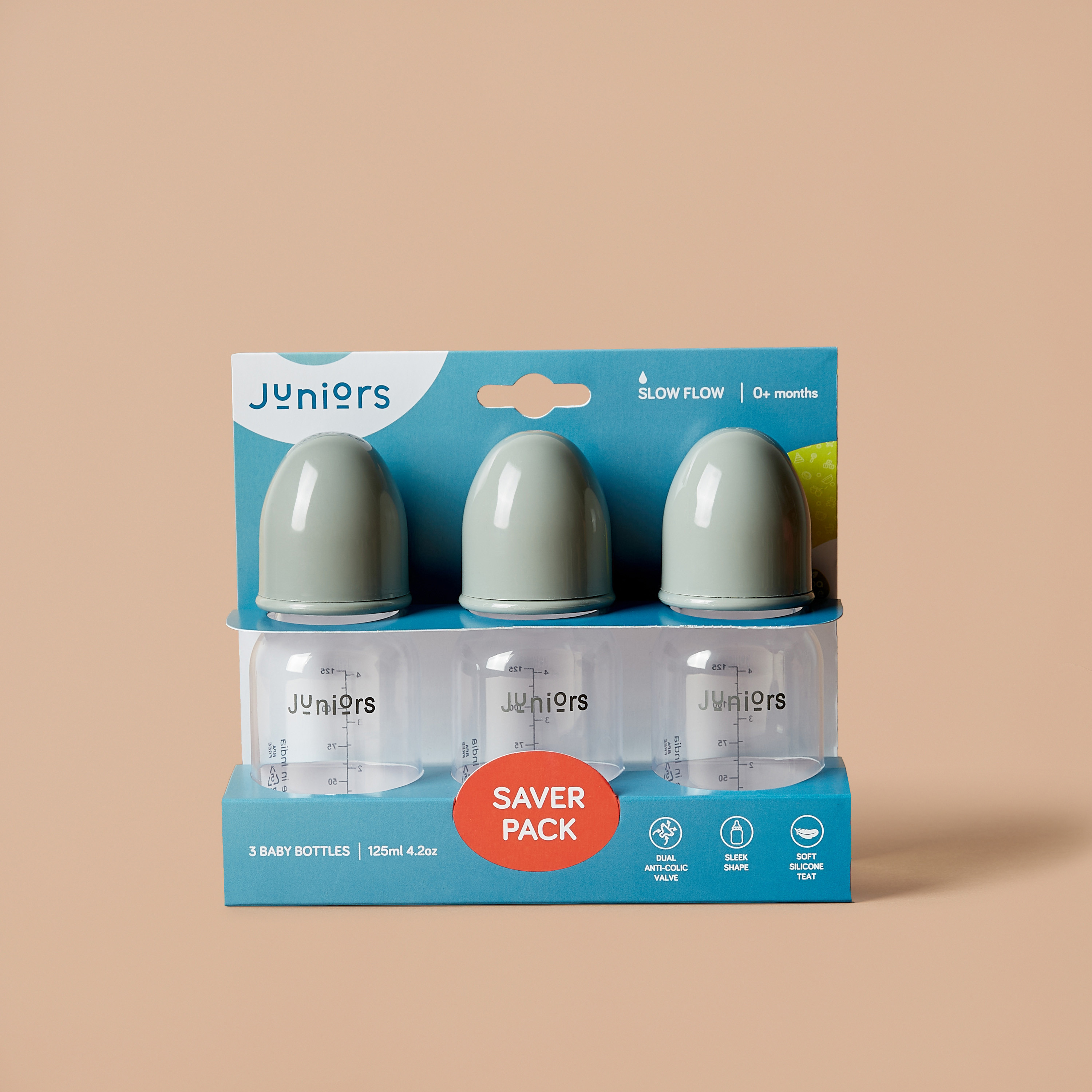Juniors 3-Piece Slow Flow Feeding Bottle Set - 125 ml-baby-feeding-feedingbottles-bottlesandteats-image-1