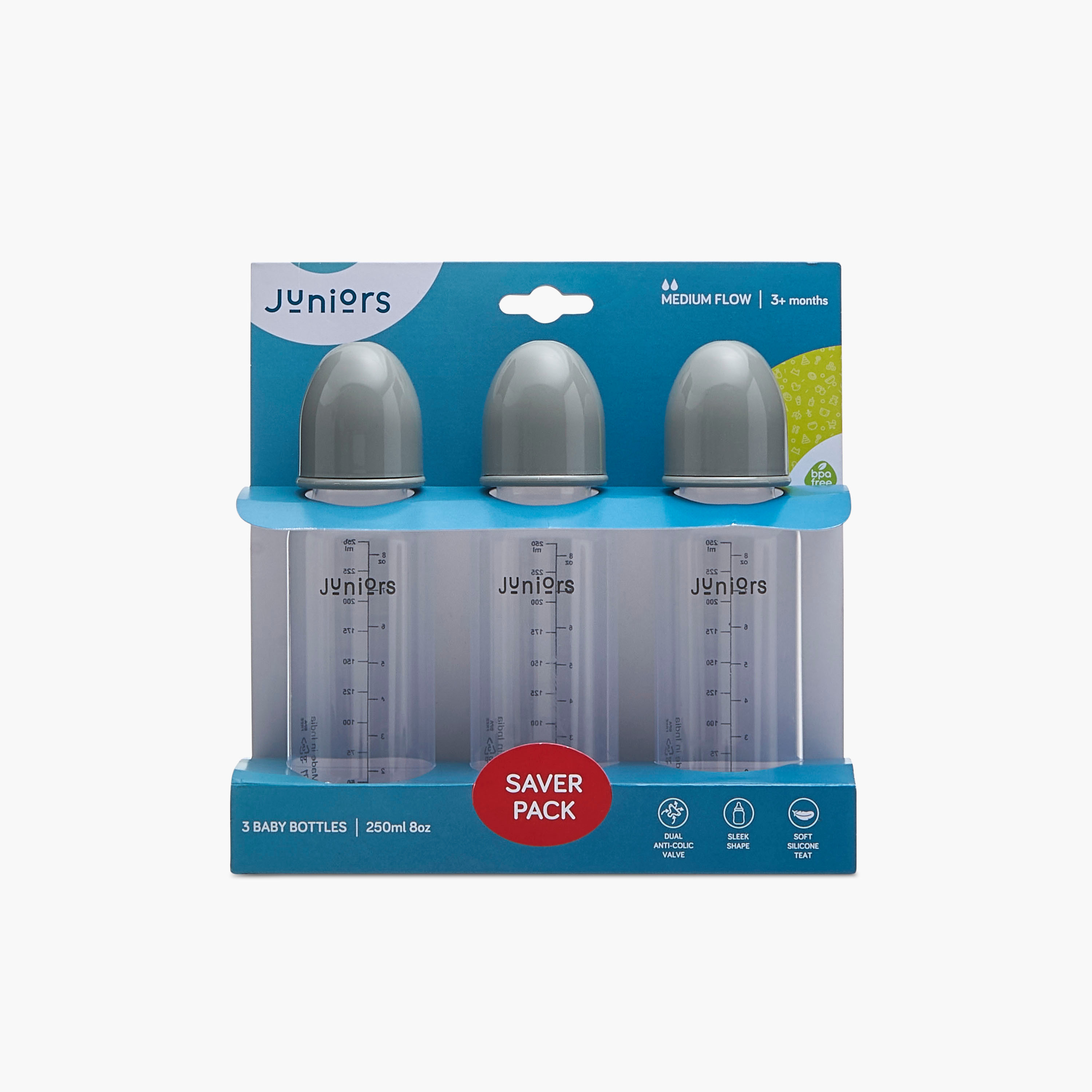 Juniors 3-Piece Medium Flow Feeding Bottle Set - 250 ml-baby-feeding-feedingbottles-bottlesandteats-image-9