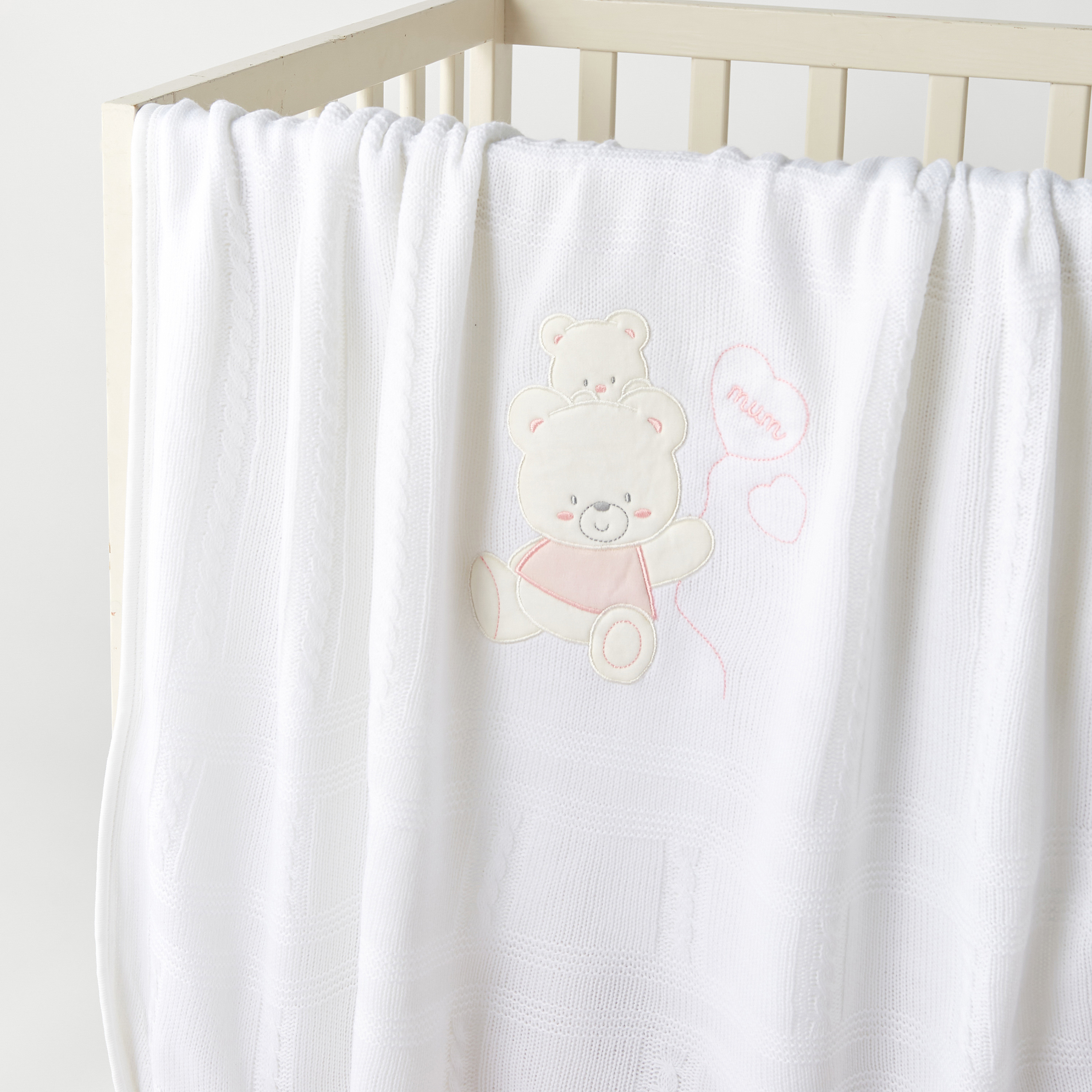 Juniors Teddy Bear Applique Baby Shawl - 80x90 cm-baby-nursery-blanketsandswaddles-blanketsandquilts-image-2