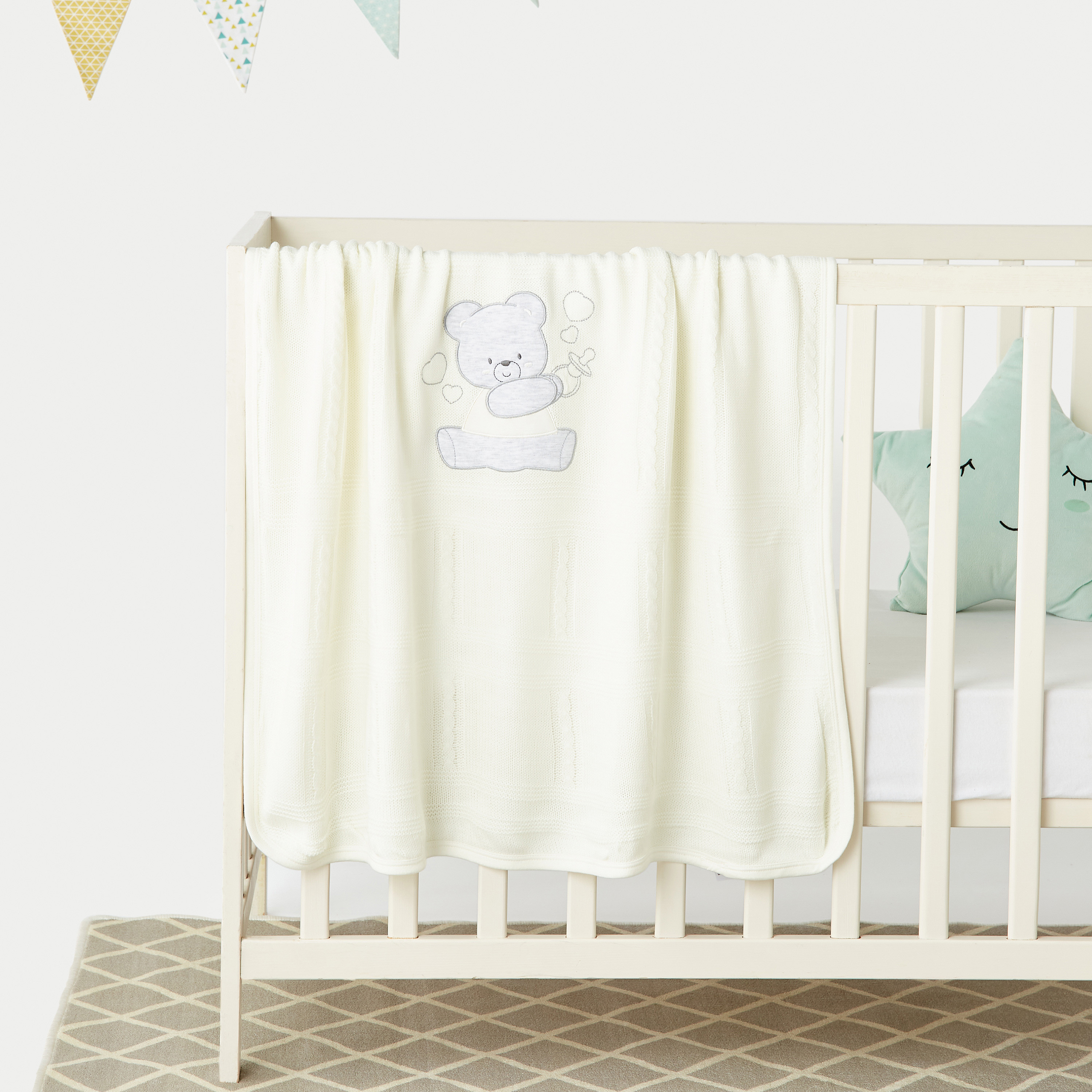 Juniors Teddy Bear Applique Baby Shawl - 80x90 cm-baby-nursery-blanketsandswaddles-blanketsandquilts-image-1
