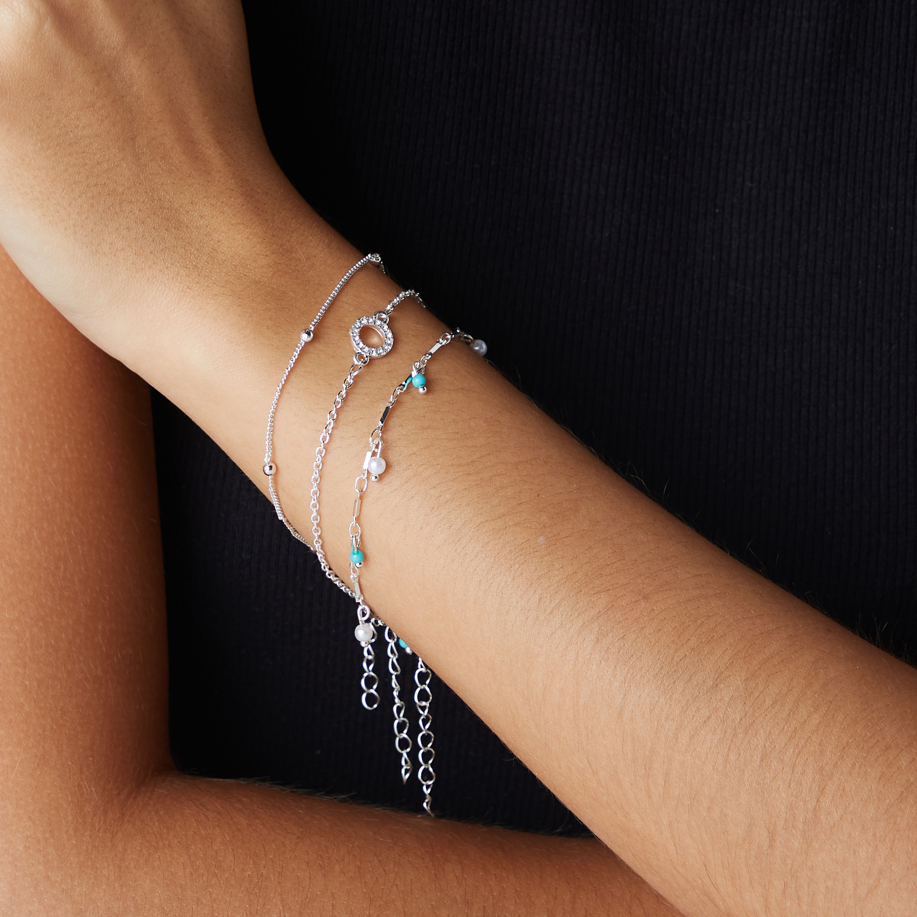 Embellished Anklet with Lobster Clasp - Set of 3-women-watchesandjewellery-jewellery-anklets-image-1