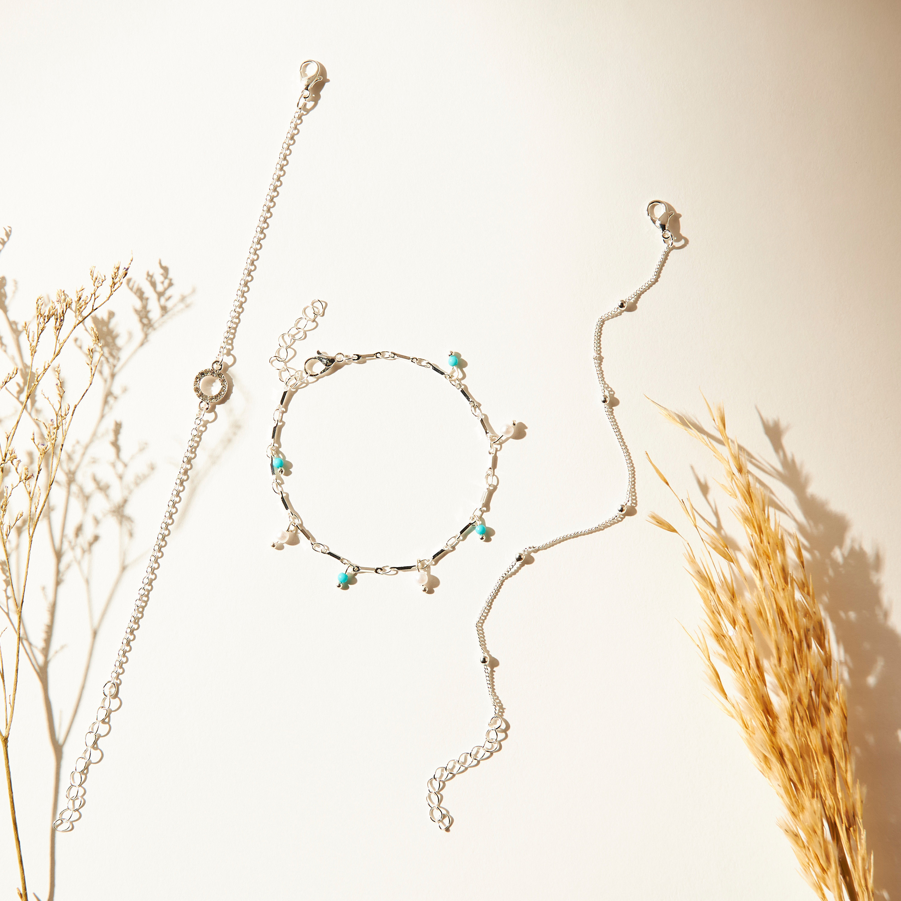 Embellished Anklet with Lobster Clasp - Set of 3-women-watchesandjewellery-jewellery-anklets-image-2