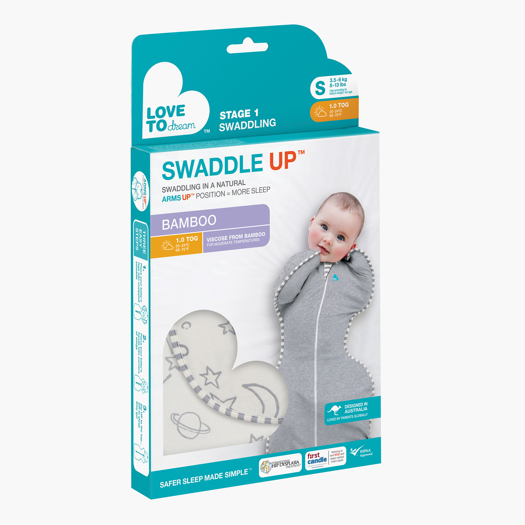 شنطة نوم قماط خيزران بطبعات من لوف تو دريم - صغيرة-baby-nursery-blanketsandswaddles-swaddlesandsleepingbags-image-1