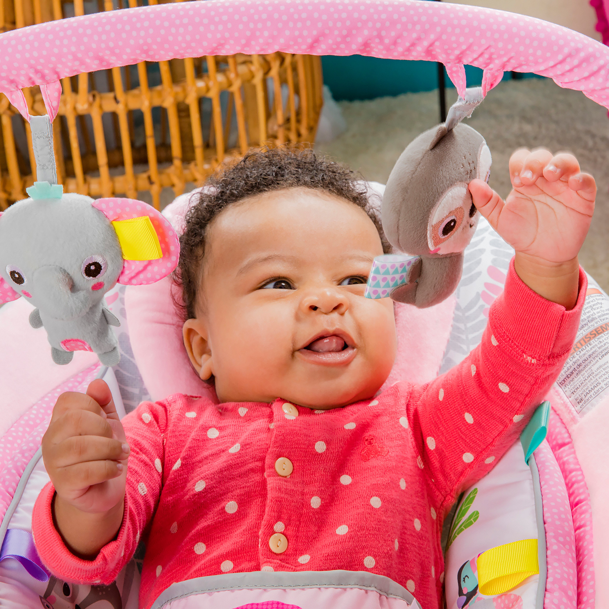 كرسي هزاز مريح بطبعات من برايت ستارتس-baby-infantactivity-bouncers-image-4