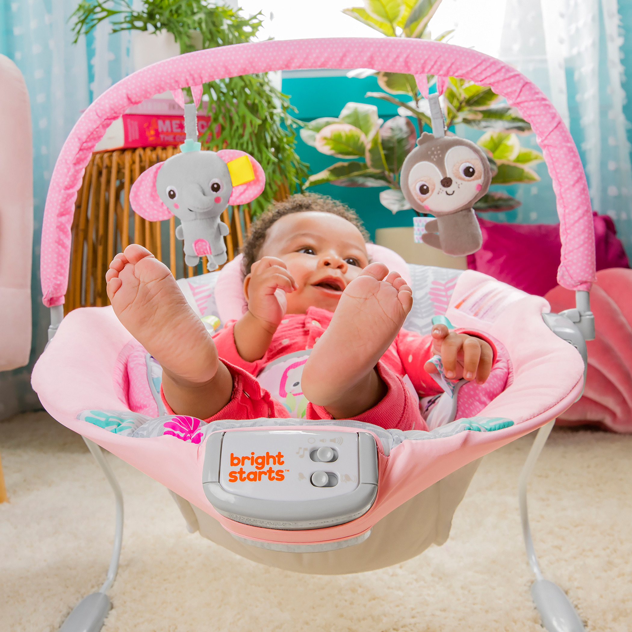 كرسي هزاز مريح بطبعات من برايت ستارتس-baby-infantactivity-bouncers-image-5