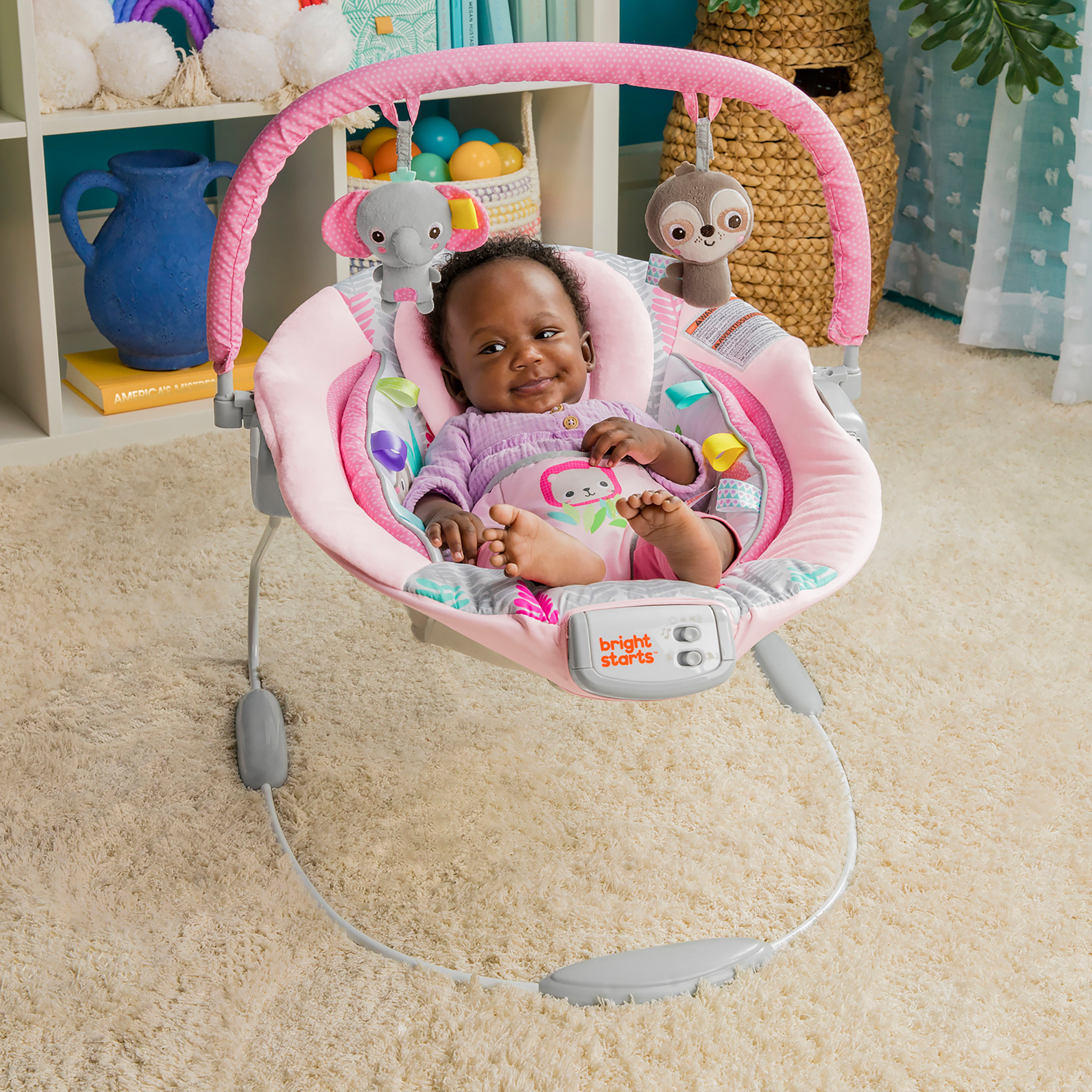 كرسي هزاز مريح بطبعات من برايت ستارتس-baby-infantactivity-bouncers-image-9
