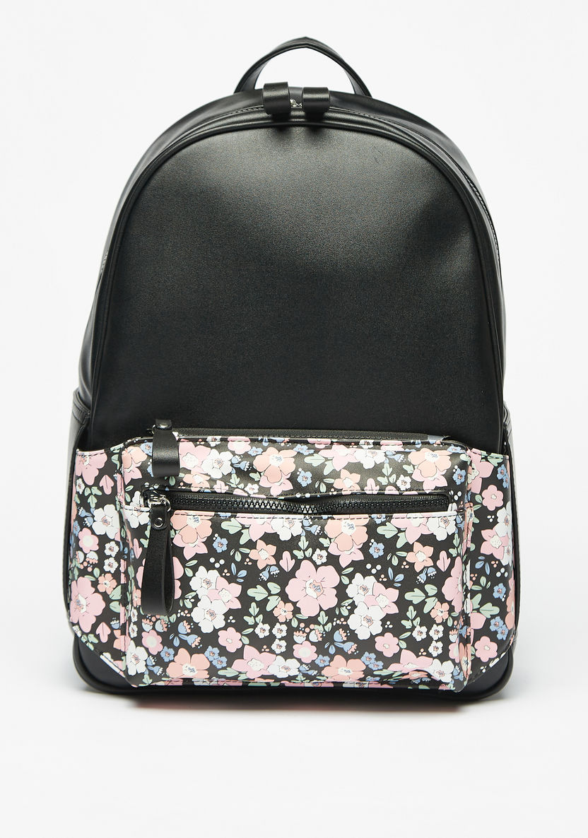 Missy Floral Print Backpack with Adjustable Shoulder Straps and Zip Closure-Women%27s Backpacks-image-0