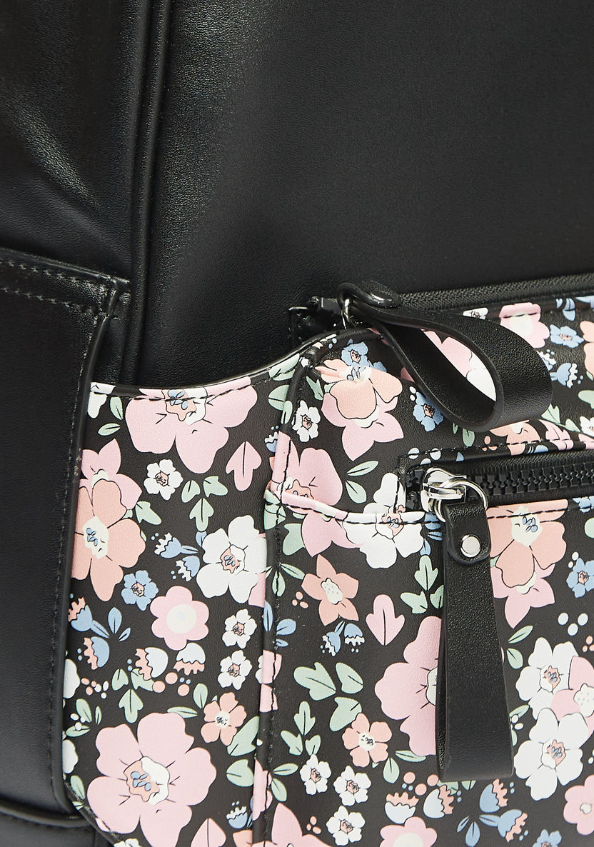 Missy Floral Print Backpack with Adjustable Shoulder Straps and Zip Closure-Women%27s Backpacks-image-3