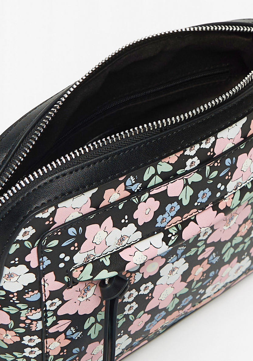 Missy Floral Print Crossbody Bag with Detachable Chain Strap and Zip Closure-Women%27s Handbags-image-3