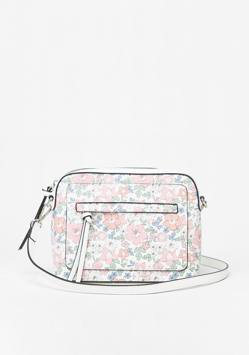 Missy Floral Print Crossbody Bag with Detachable Chain Strap and Zip Closure-Women%27s Handbags-image-0