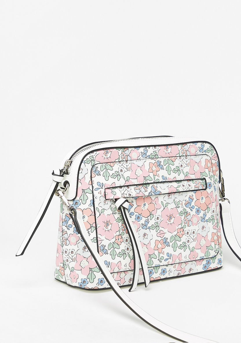 Missy Floral Print Crossbody Bag with Detachable Chain Strap and Zip Closure-Women%27s Handbags-image-1