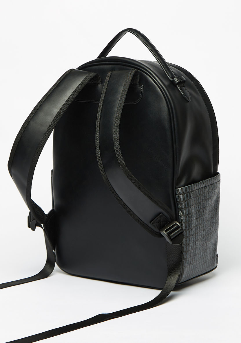 Missy Monogram Print Backpack with Tape Detail and Adjustable Shoulder Straps-Women%27s Backpacks-image-2