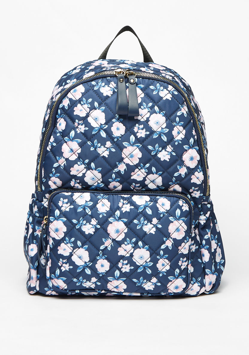 Missy Floral Print Zipper Backpack with Adjustable Shoulder Straps-Women%27s Backpacks-image-0