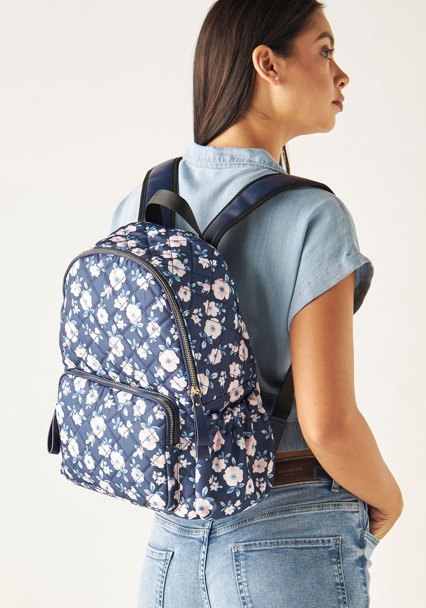 Missy Floral Print Zipper Backpack with Adjustable Shoulder Straps-Women%27s Backpacks-image-1