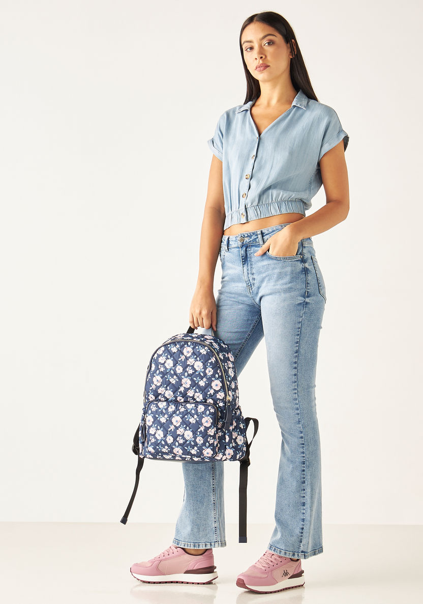 Missy Floral Print Zipper Backpack with Adjustable Shoulder Straps-Women%27s Backpacks-image-4