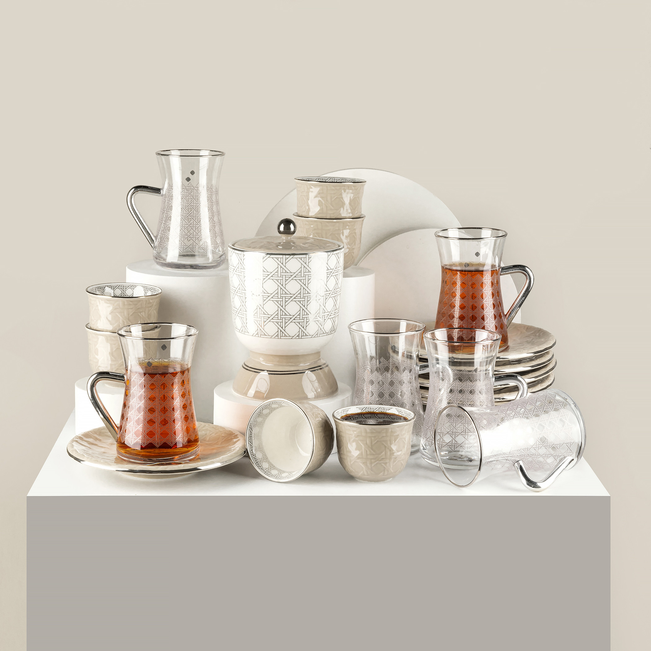 Rata Tea Set Buy Beige - Set of 19 Tea Set - RATAN Collection - 150cc Online ...