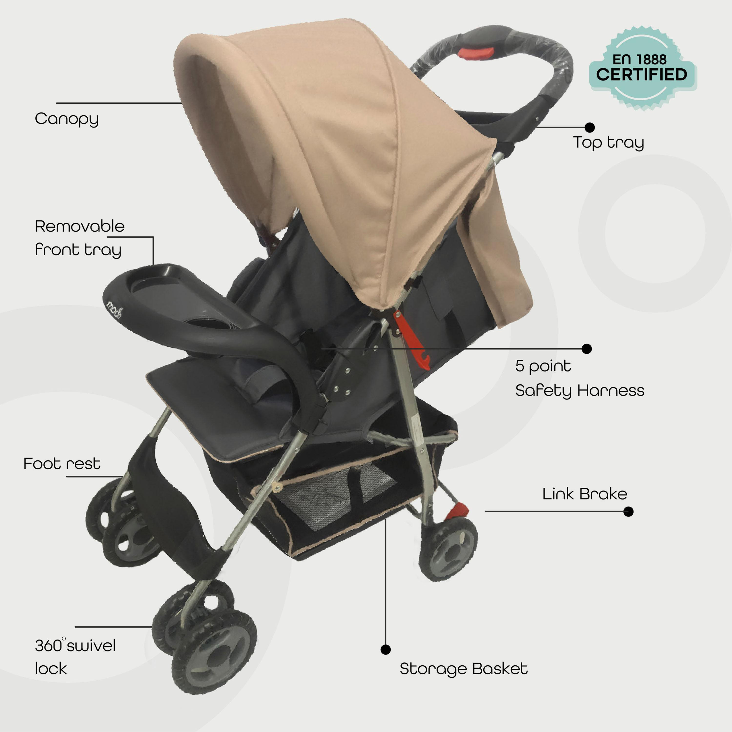 Moon Bezik One Fold Stroller, Biege-baby-gear-strollersandprams-strollers-image-2