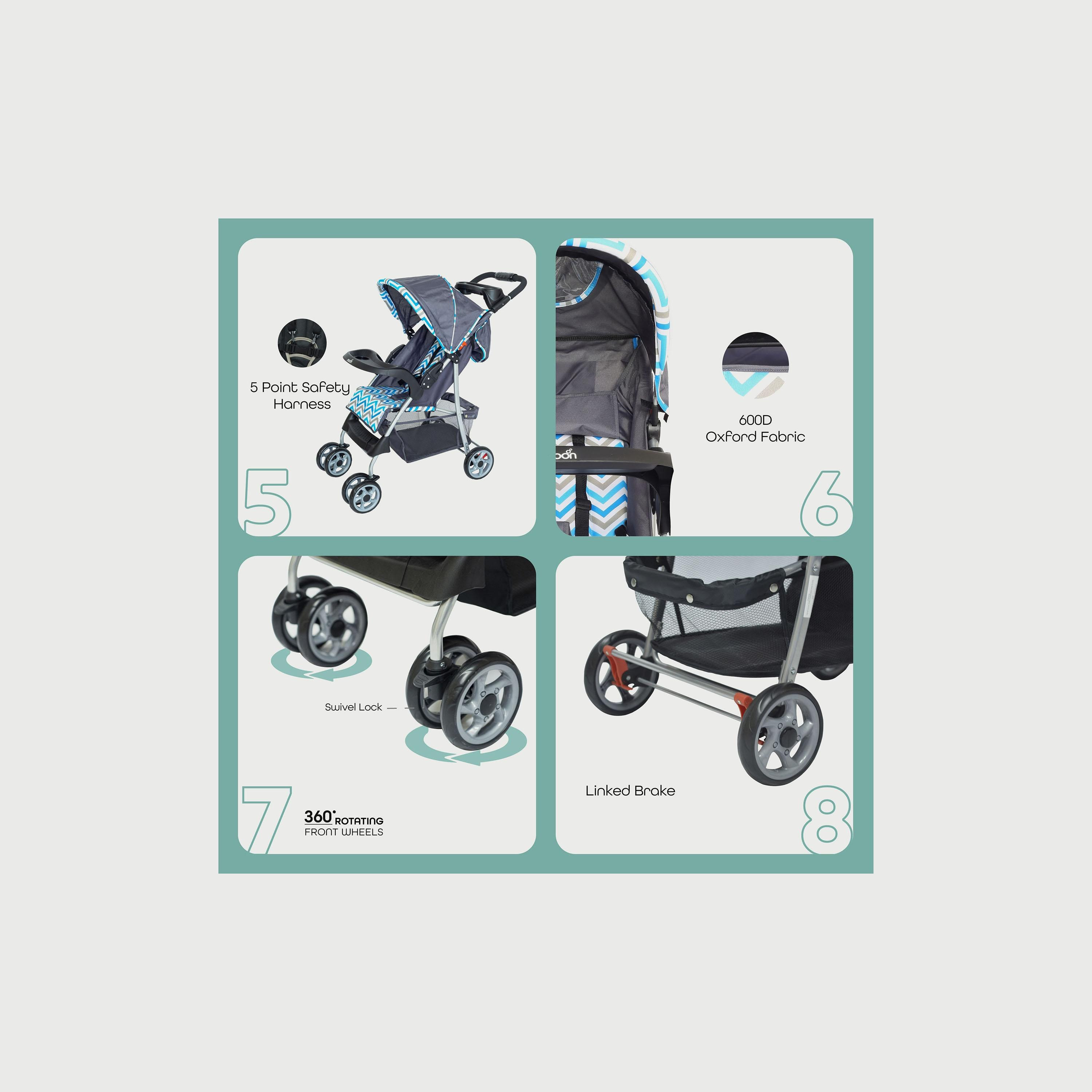 Moon Trek One Fold Stroller, Blue-baby-gear-strollersandprams-strollers-image-3