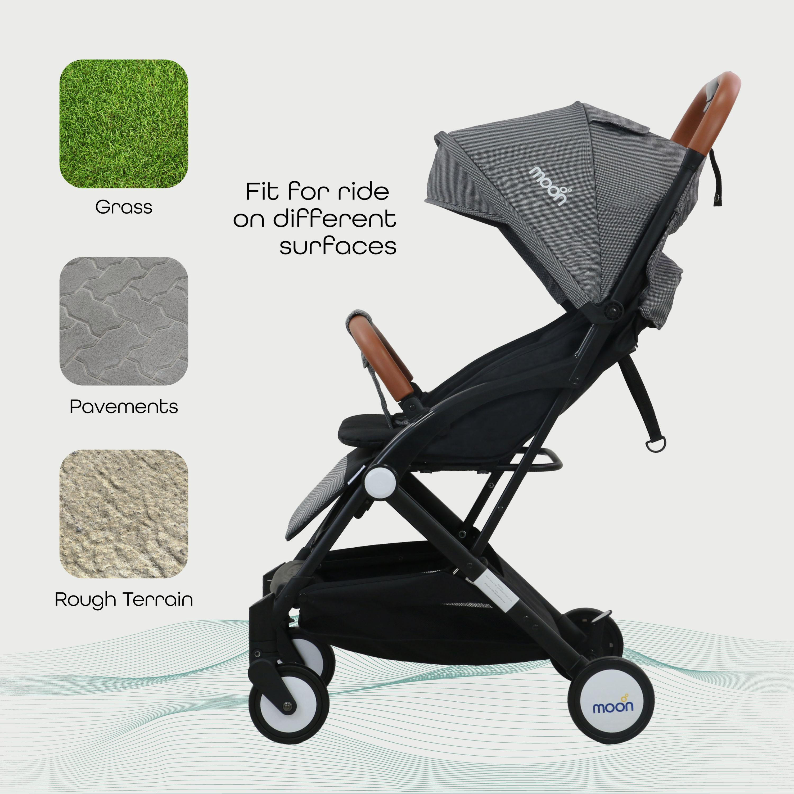 Moon Ritzi Cabin Stroller, Black/Grey Dots-baby-gear-strollersandprams-strollers-image-6