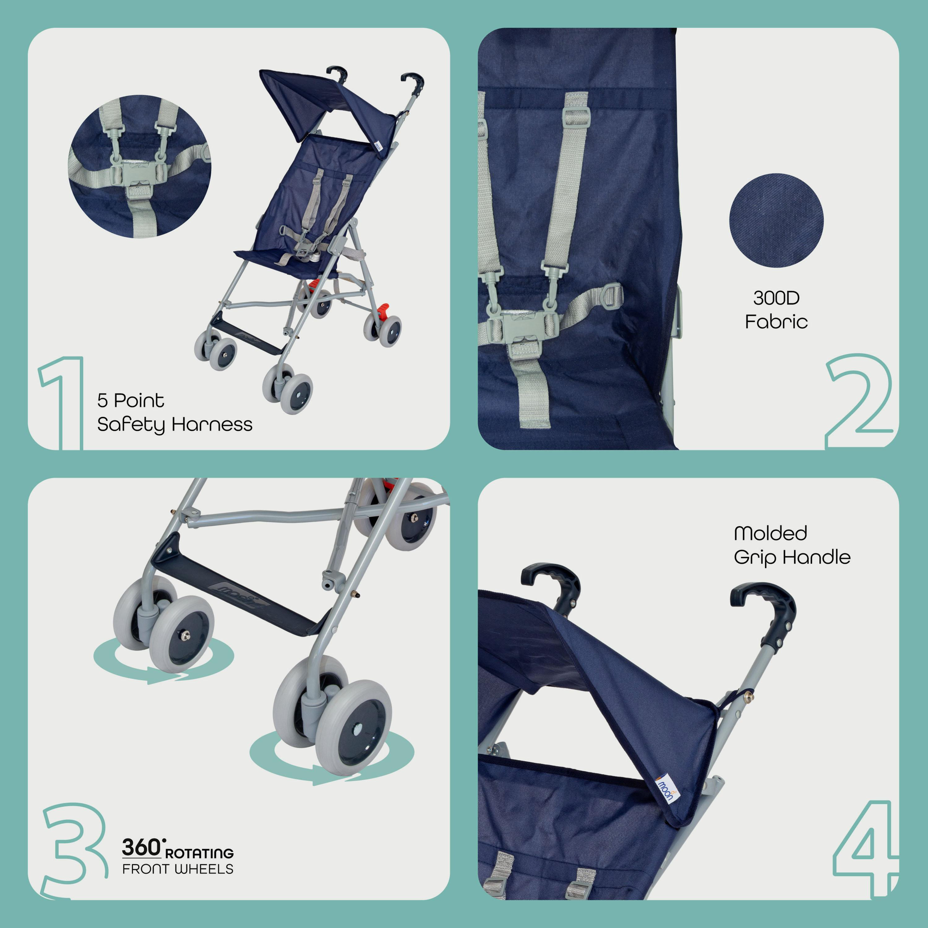 Moon Jet-Ultra Lightweight and Compact Fold Buggy Stroller - Dark Blue-baby-gear-strollersandprams-buggies-image-2