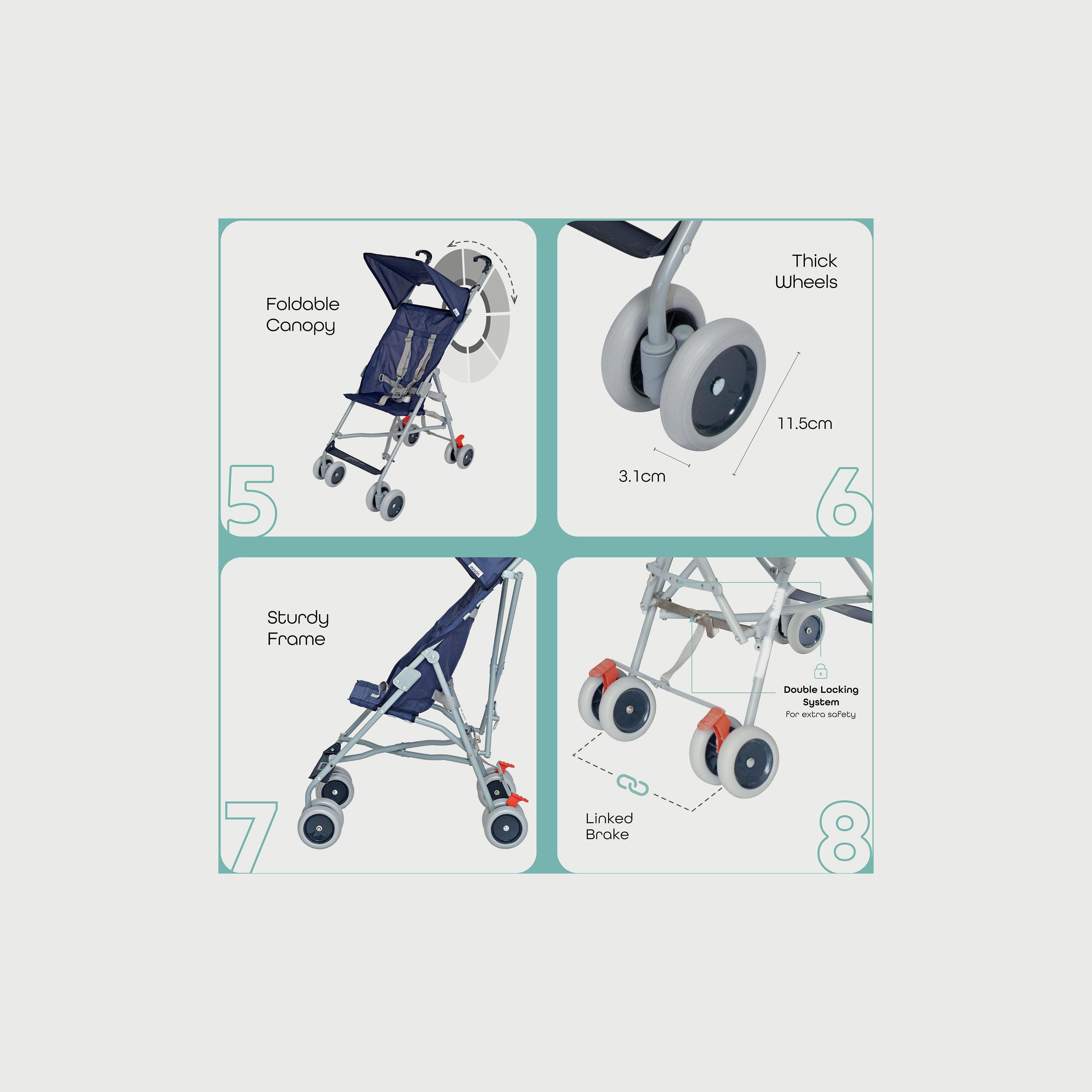 Moon Jet-Ultra Lightweight and Compact Fold Buggy Stroller - Dark Blue-baby-gear-strollersandprams-buggies-image-3