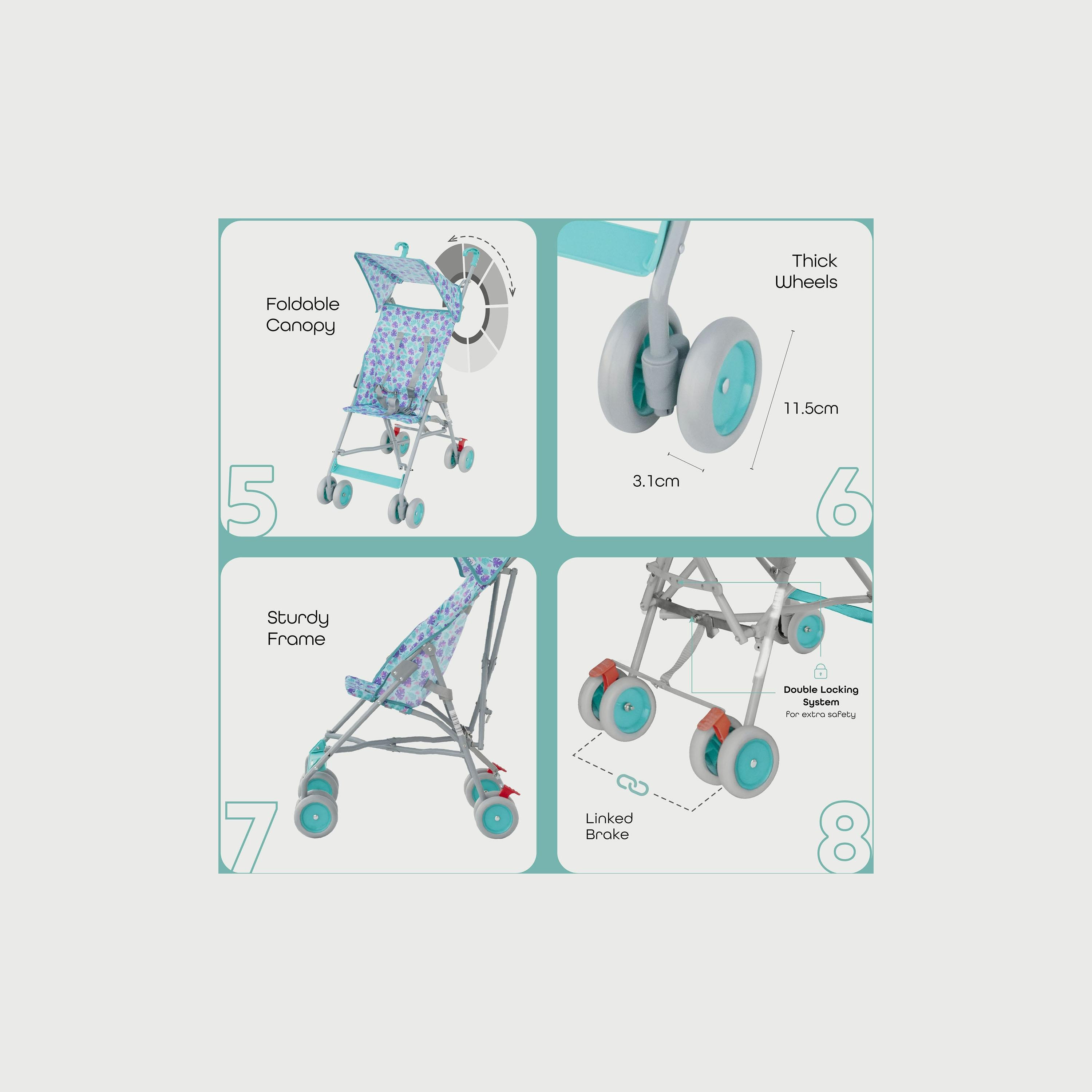 Moon Jet-Ultra Lightweight and Compact Fold Buggy Stroller - Printed Leaf-baby-gear-strollersandprams-buggies-image-3